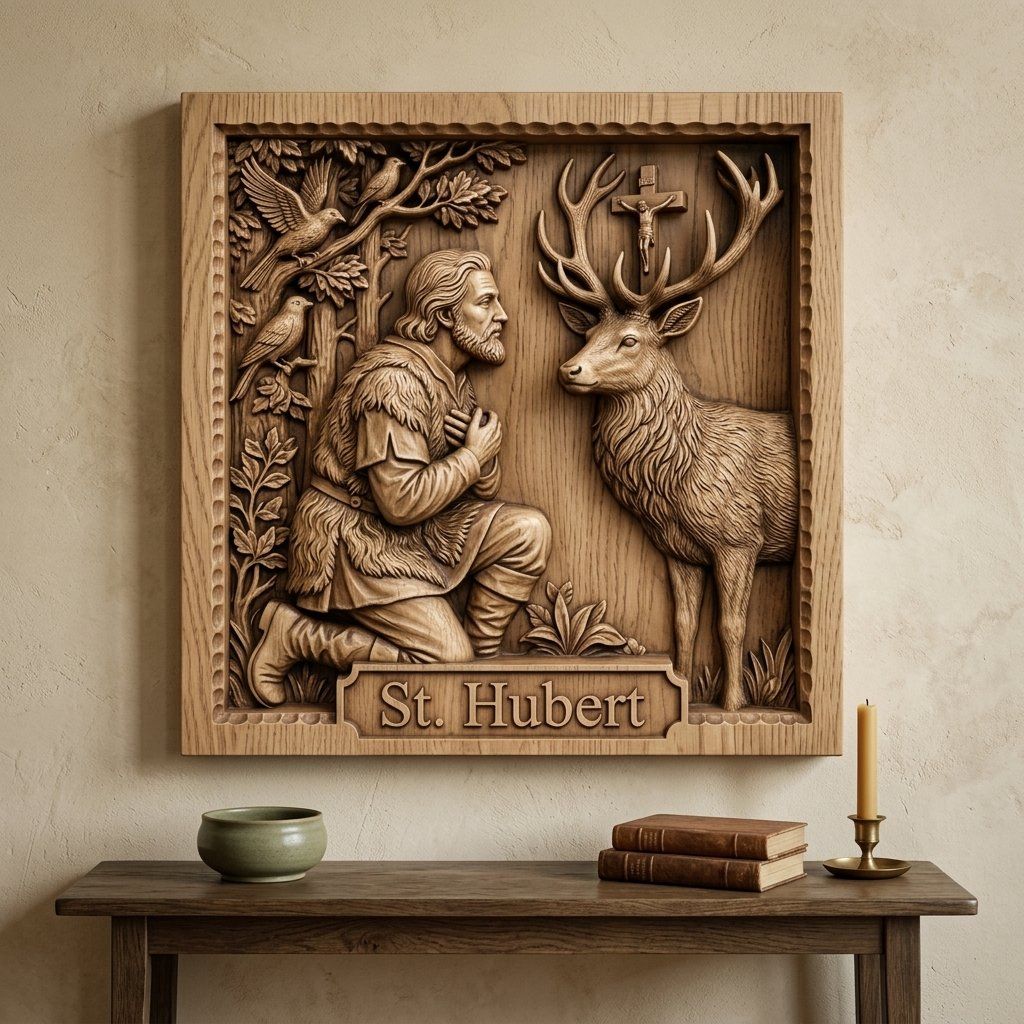 Saint Hubert Hunter Stag Scene CNC Relief STL bas-relief STL — view 13