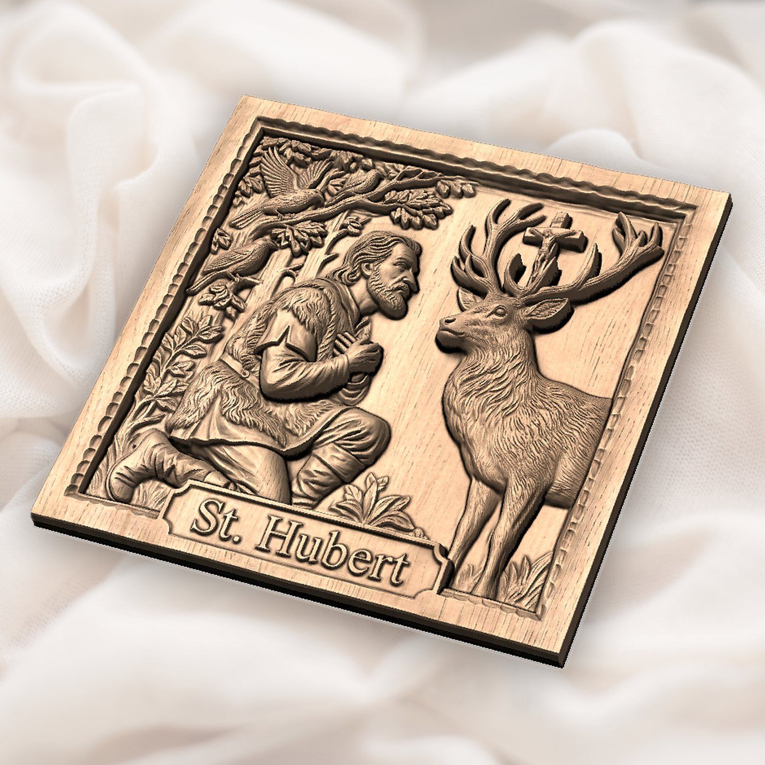 Saint Hubert Hunter Stag Scene CNC Relief STL bas-relief STL — view 5