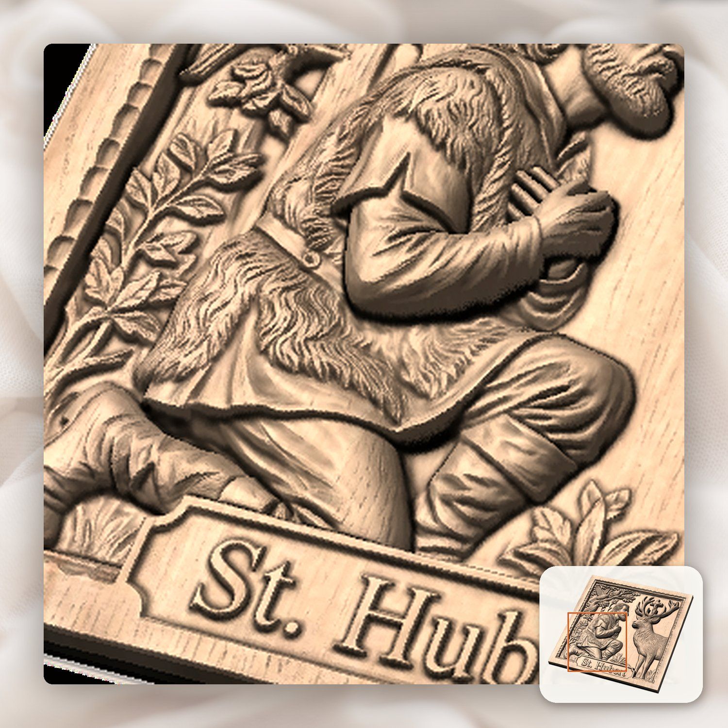 Saint Hubert Hunter Stag Scene CNC Relief STL bas-relief STL — view 9