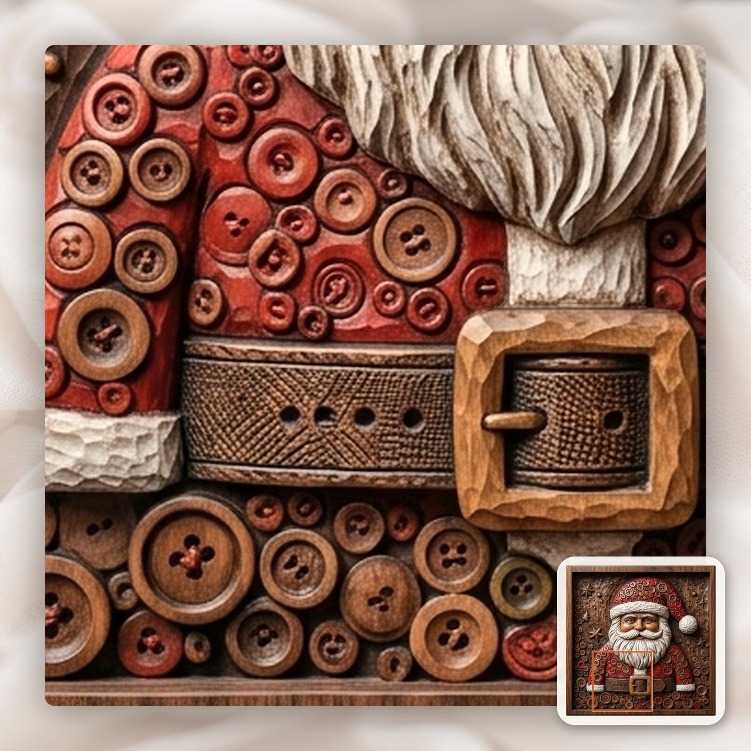 Santa Claus Button CNC Relief STL bas-relief STL — view 11
