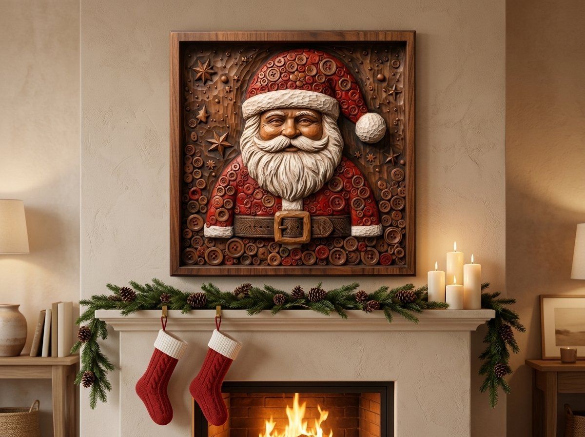 Santa Claus Button CNC Relief STL bas-relief STL — view 12