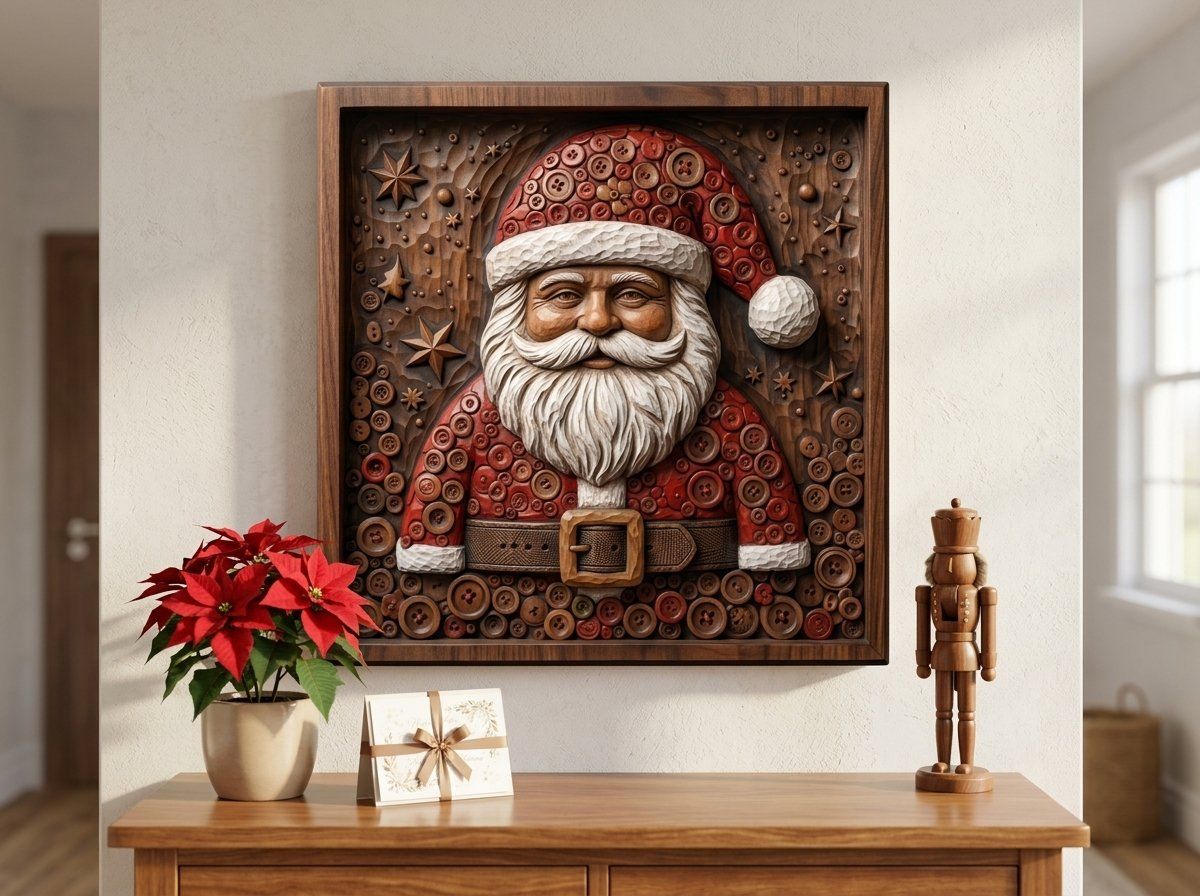 Santa Claus Button CNC Relief STL bas-relief STL — view 14