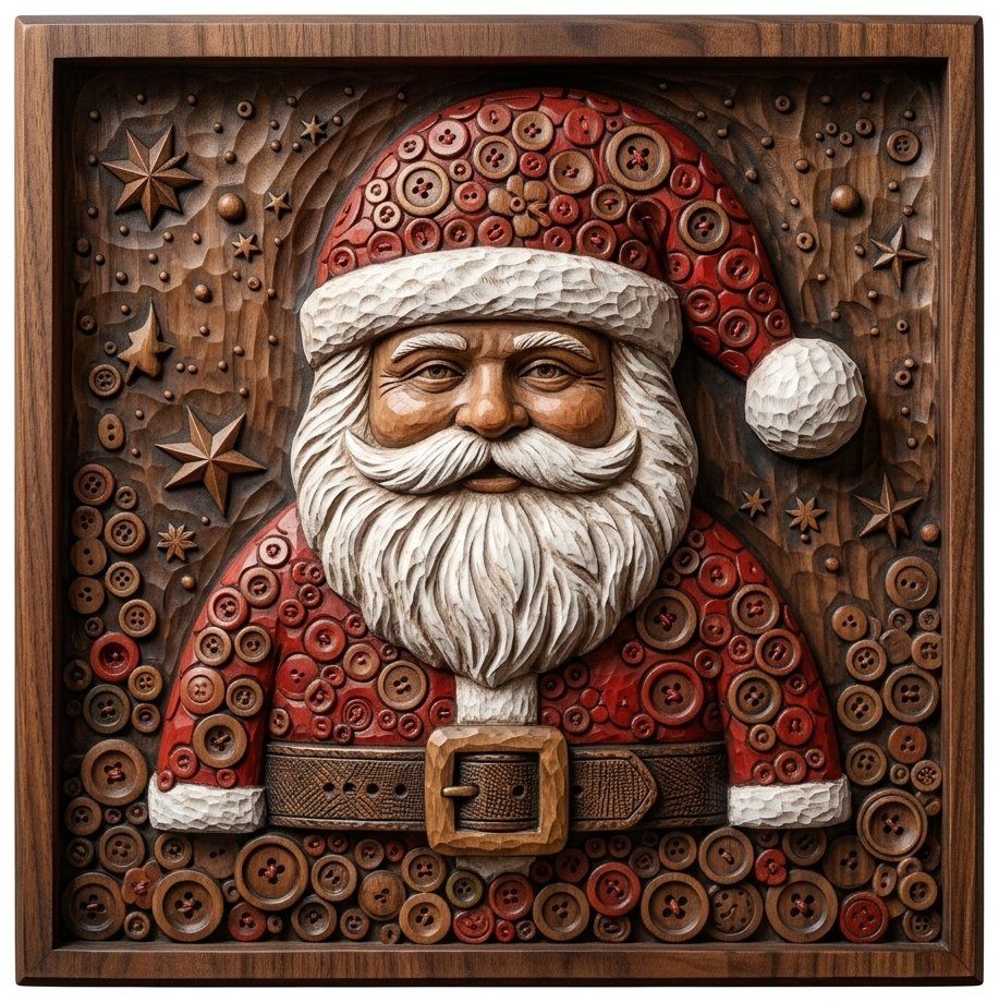 Santa Claus Button CNC Relief STL bas-relief STL — view 13