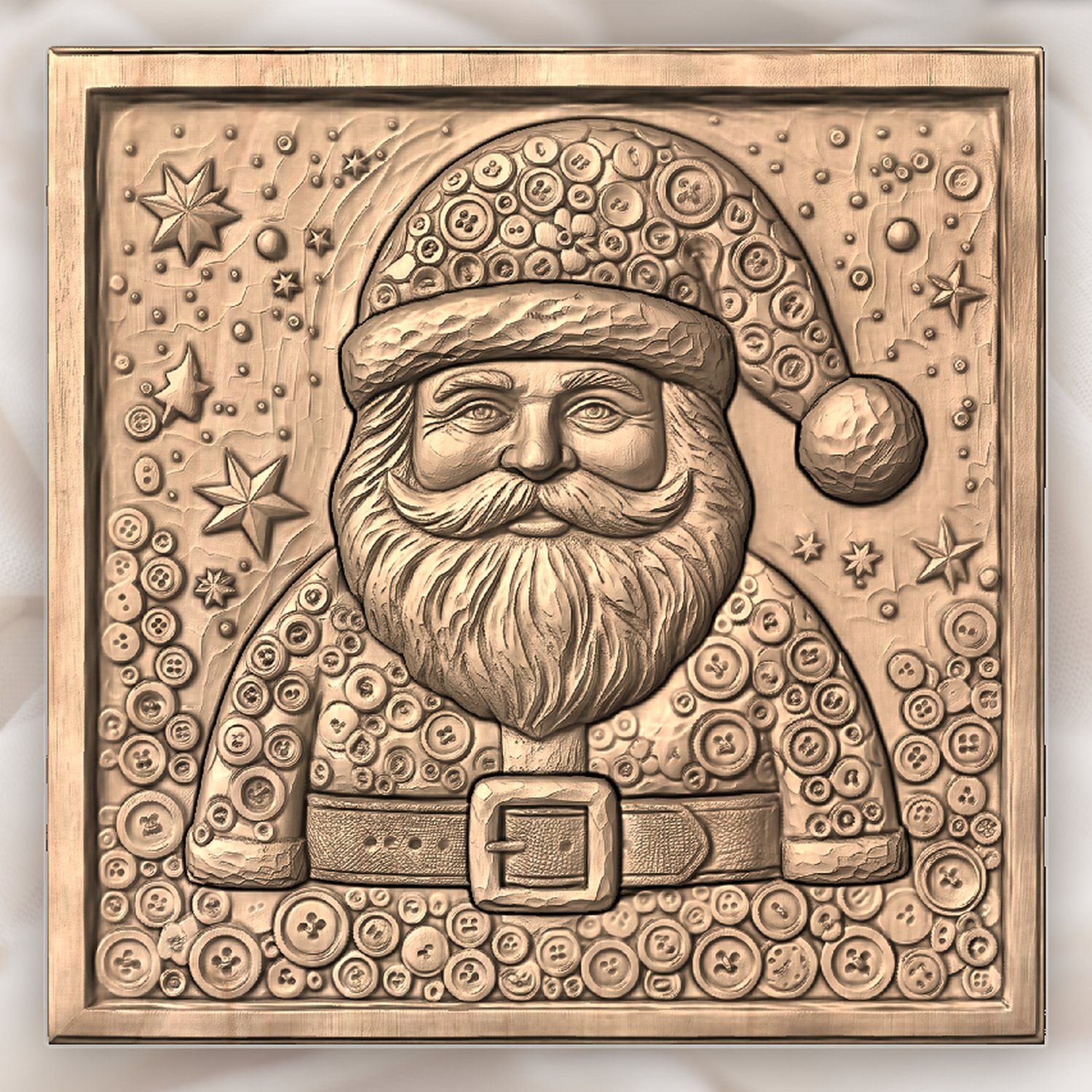 Santa Claus Button CNC Relief STL bas-relief STL — view 4