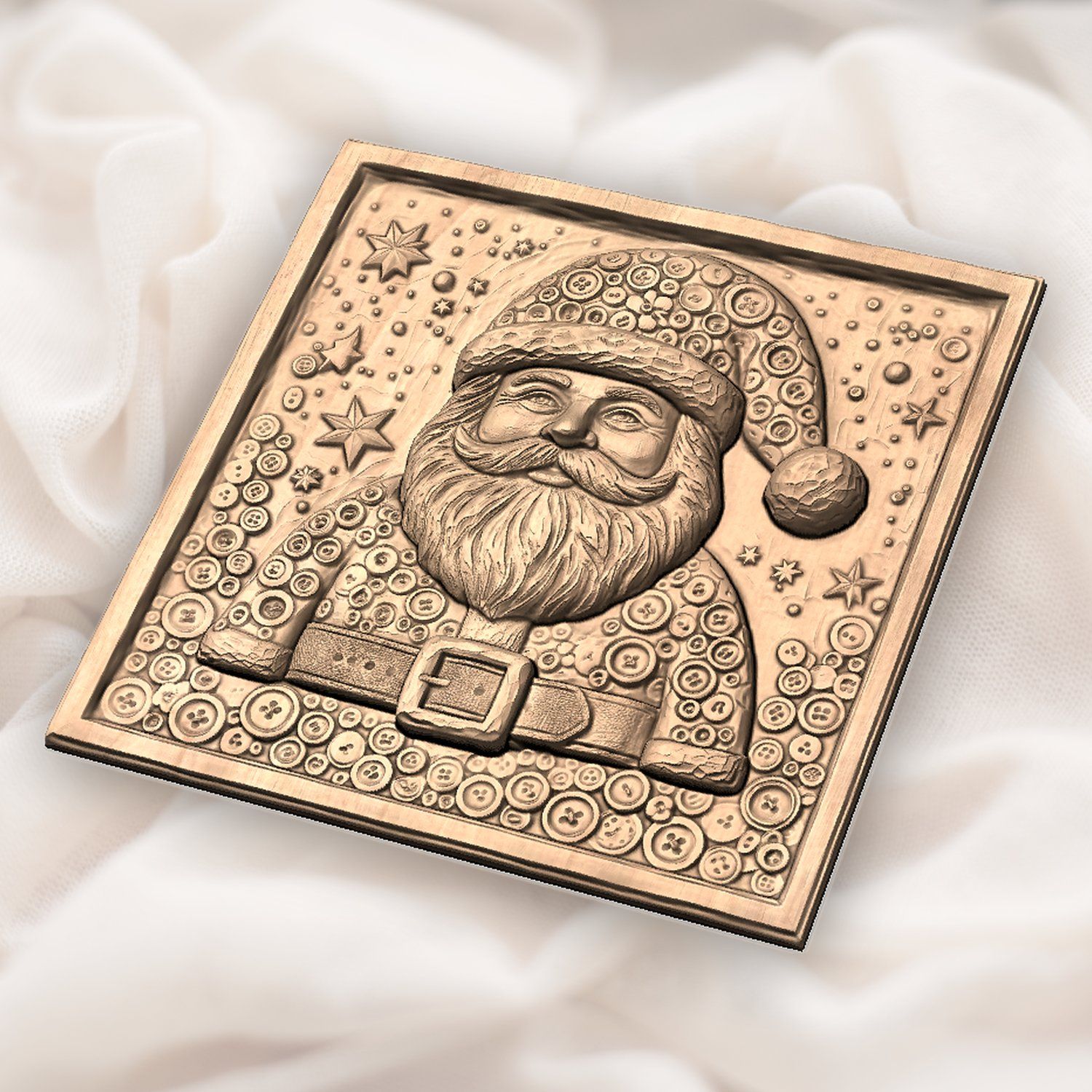 Santa Claus Button CNC Relief STL bas-relief STL — view 5