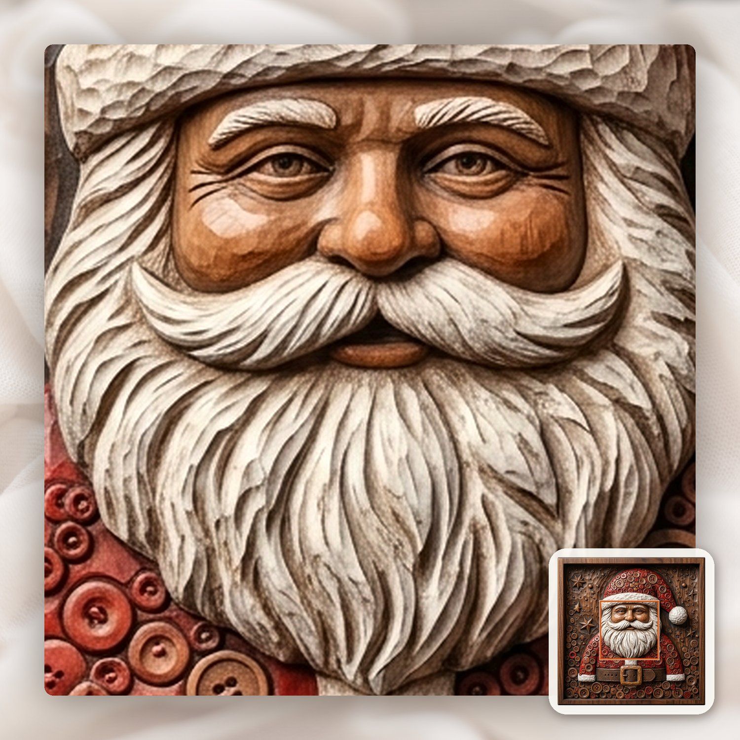 Santa Claus Button CNC Relief STL bas-relief STL — view 10