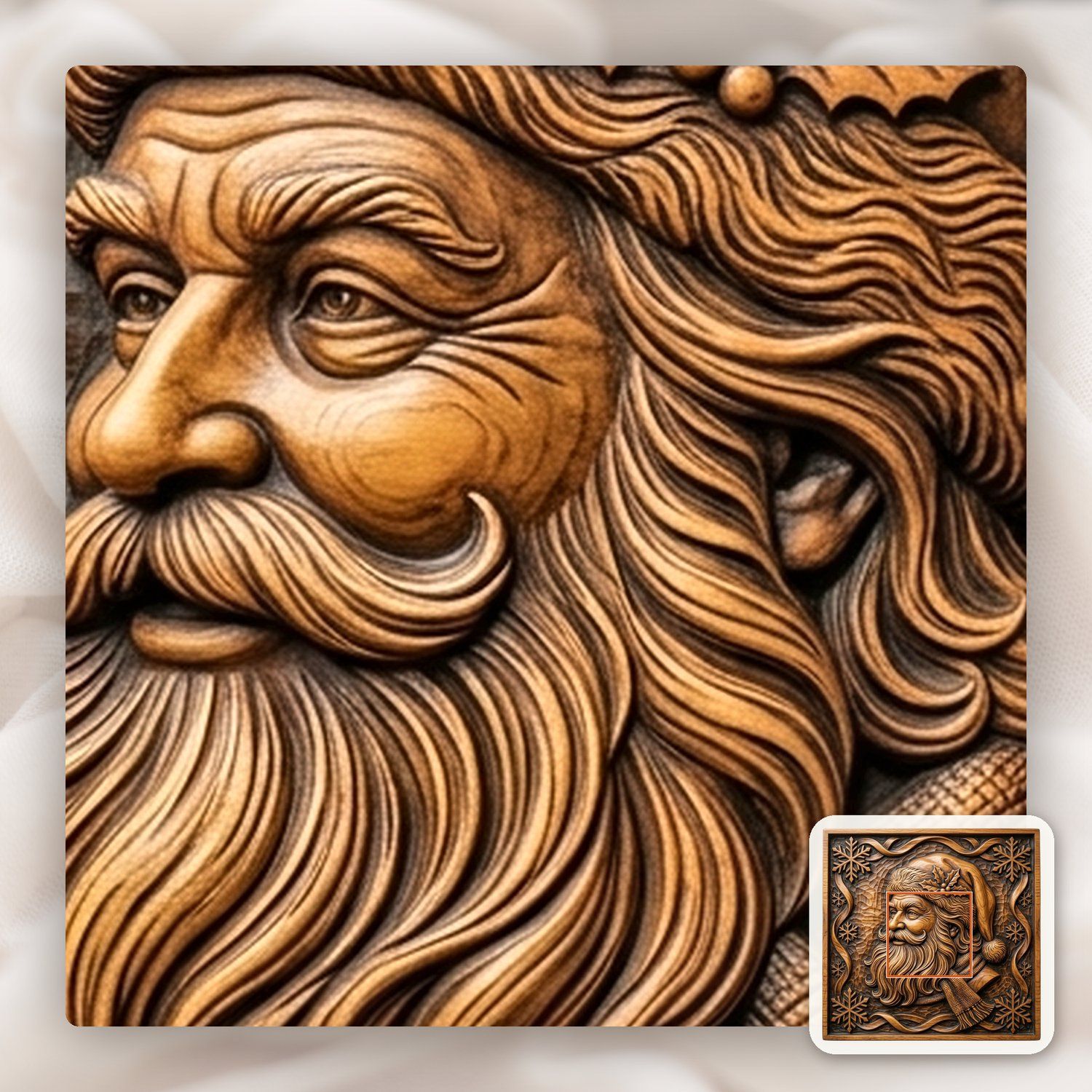 Santa Claus Christmas Portrait CNC Relief STL bas-relief STL — view 11