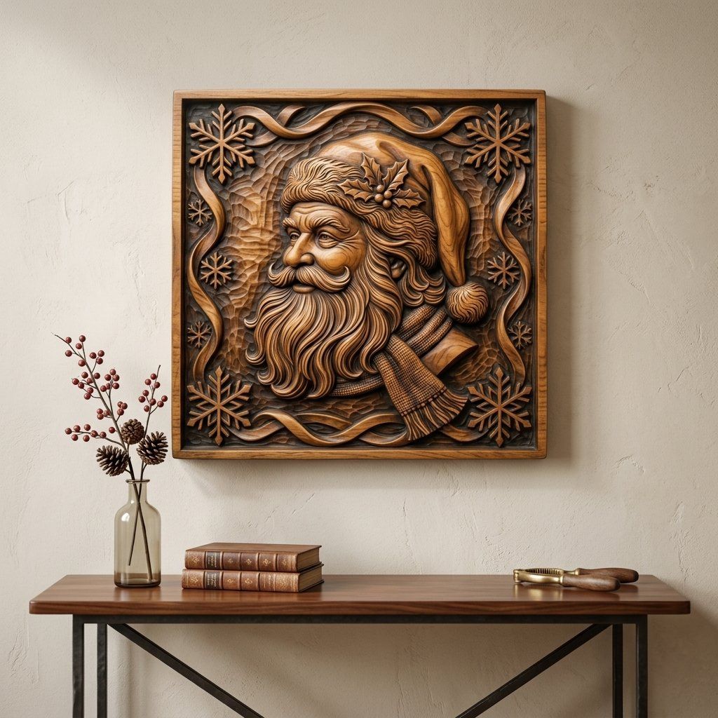 Santa Claus Christmas Portrait CNC Relief STL bas-relief STL — view 13