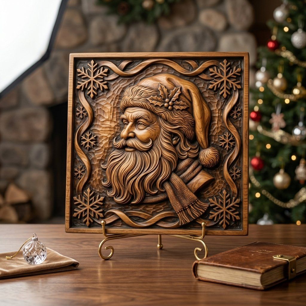 Santa Claus Christmas Portrait CNC Relief STL bas-relief STL — view 3