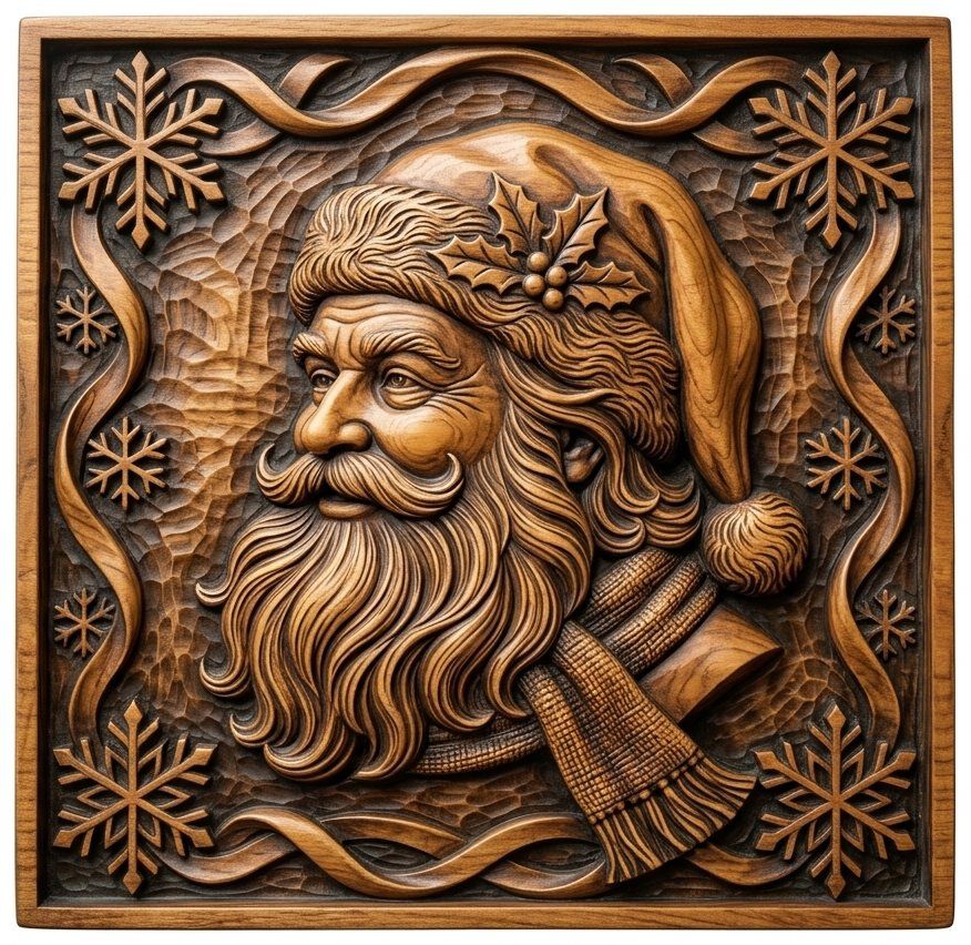 Santa Claus Christmas Portrait CNC Relief STL bas-relief STL — view 14