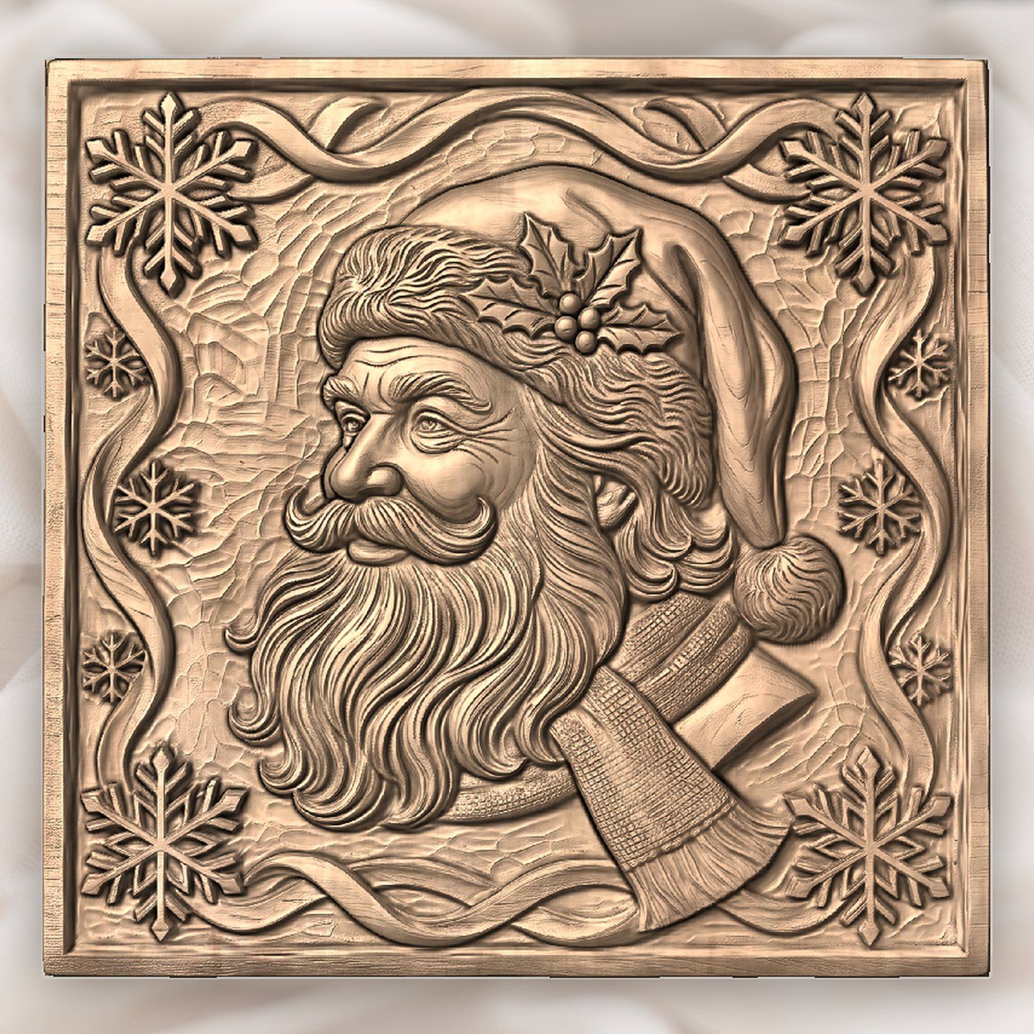 Santa Claus Christmas Portrait CNC Relief STL bas-relief STL — view 4
