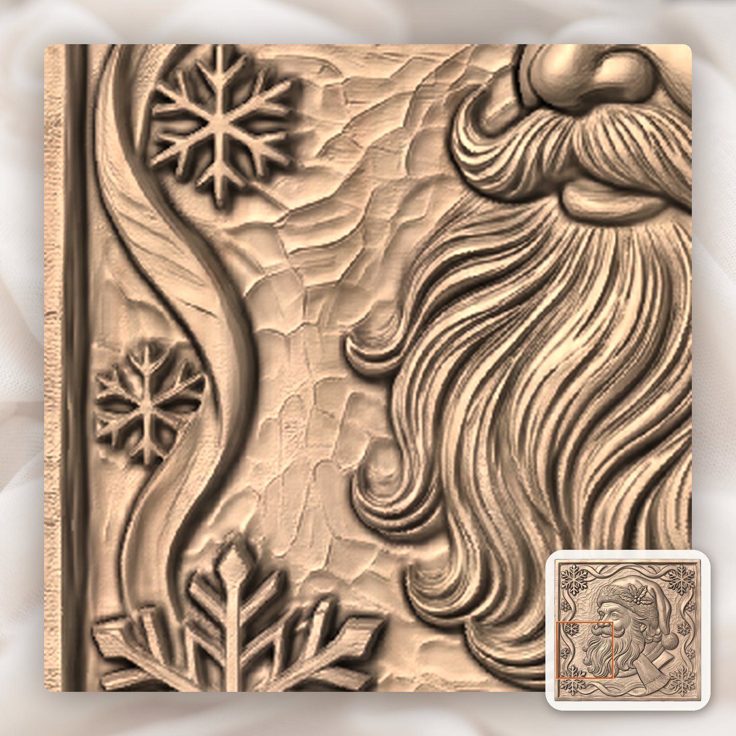 Santa Claus Christmas Portrait CNC Relief STL bas-relief STL — view 8