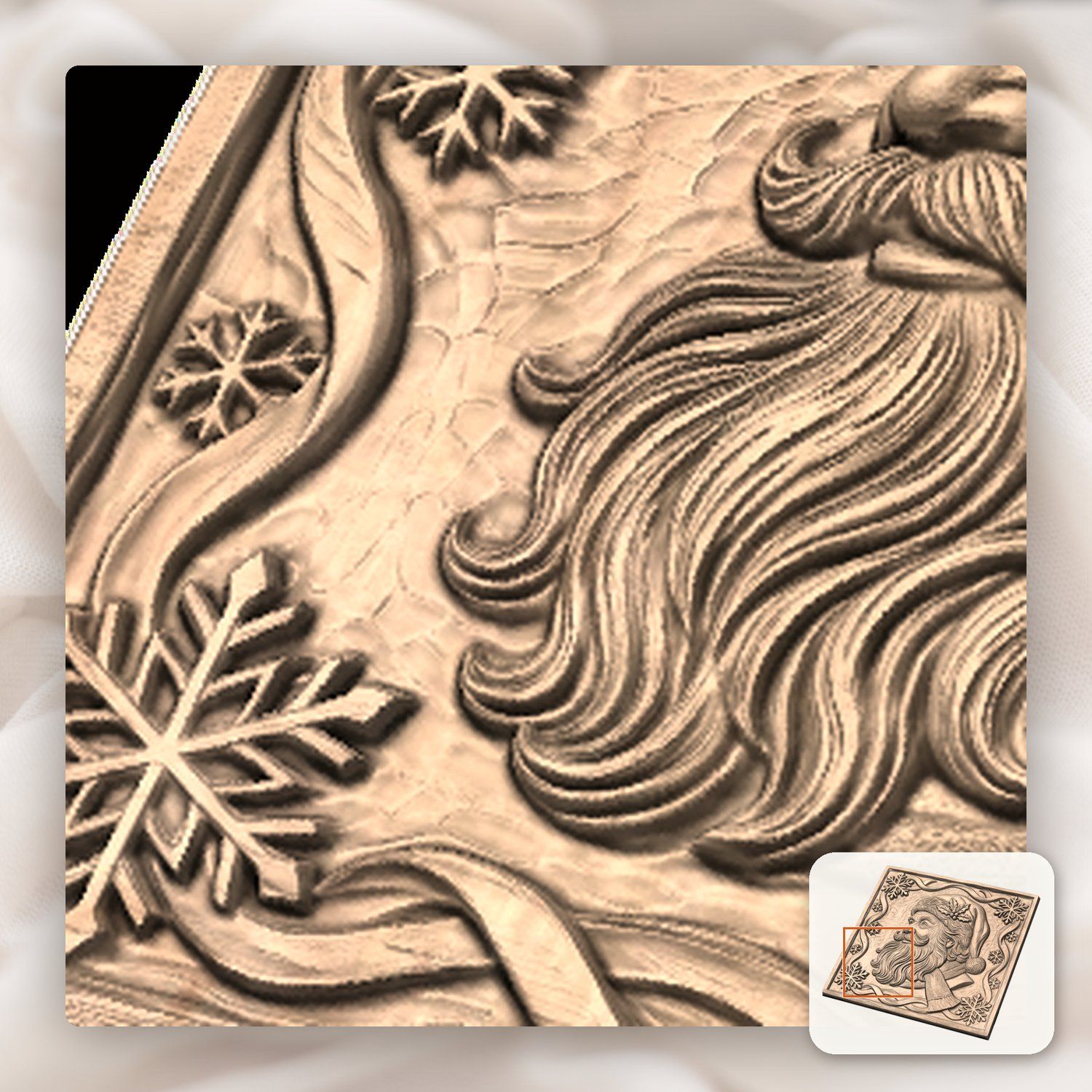 Santa Claus Christmas Portrait CNC Relief STL bas-relief STL — view 10