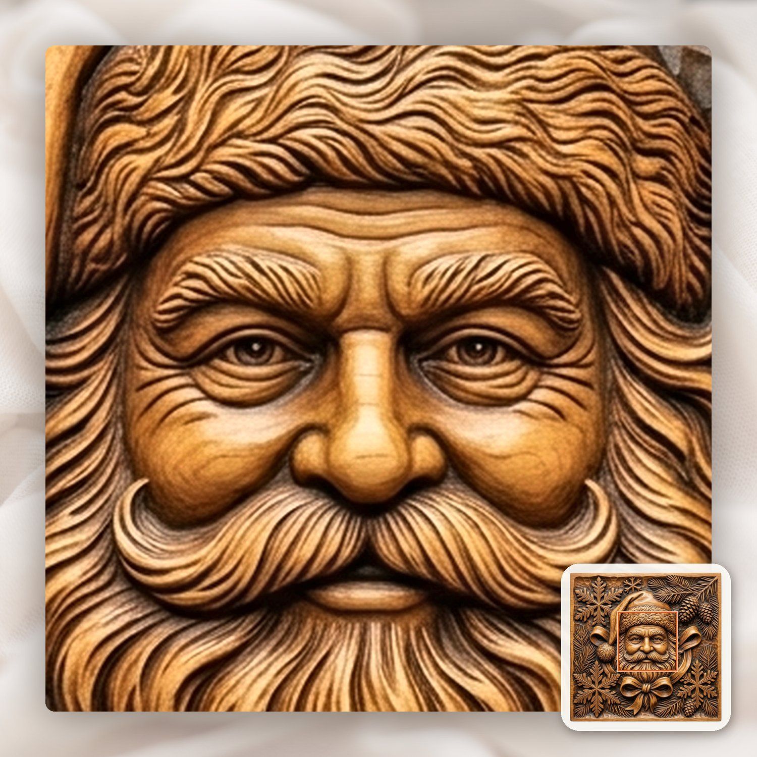 Santa Claus Christmas Portrait CNC Relief STL bas-relief STL — view 12
