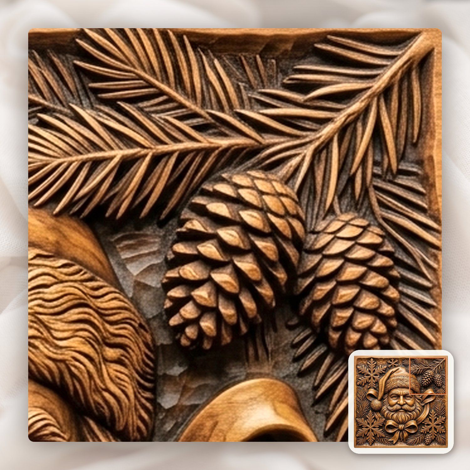 Santa Claus Christmas Portrait CNC Relief STL bas-relief STL — view 13