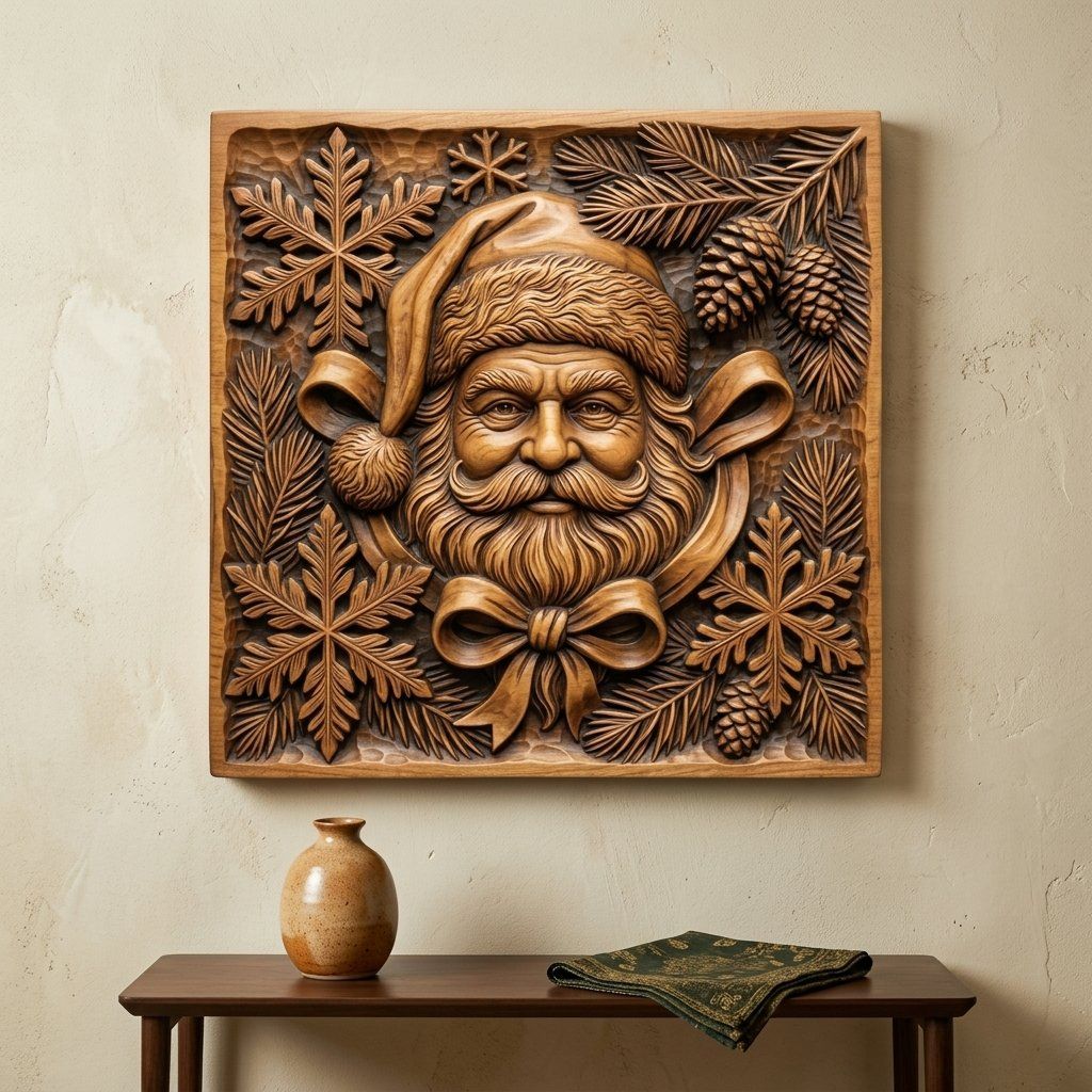 Santa Claus Christmas Portrait CNC Relief STL bas-relief STL — view 14
