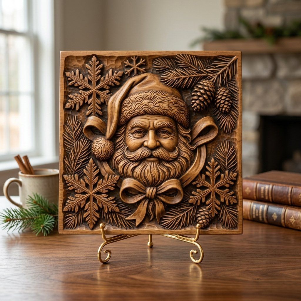 Santa Claus Christmas Portrait CNC Relief STL bas-relief STL — view 3