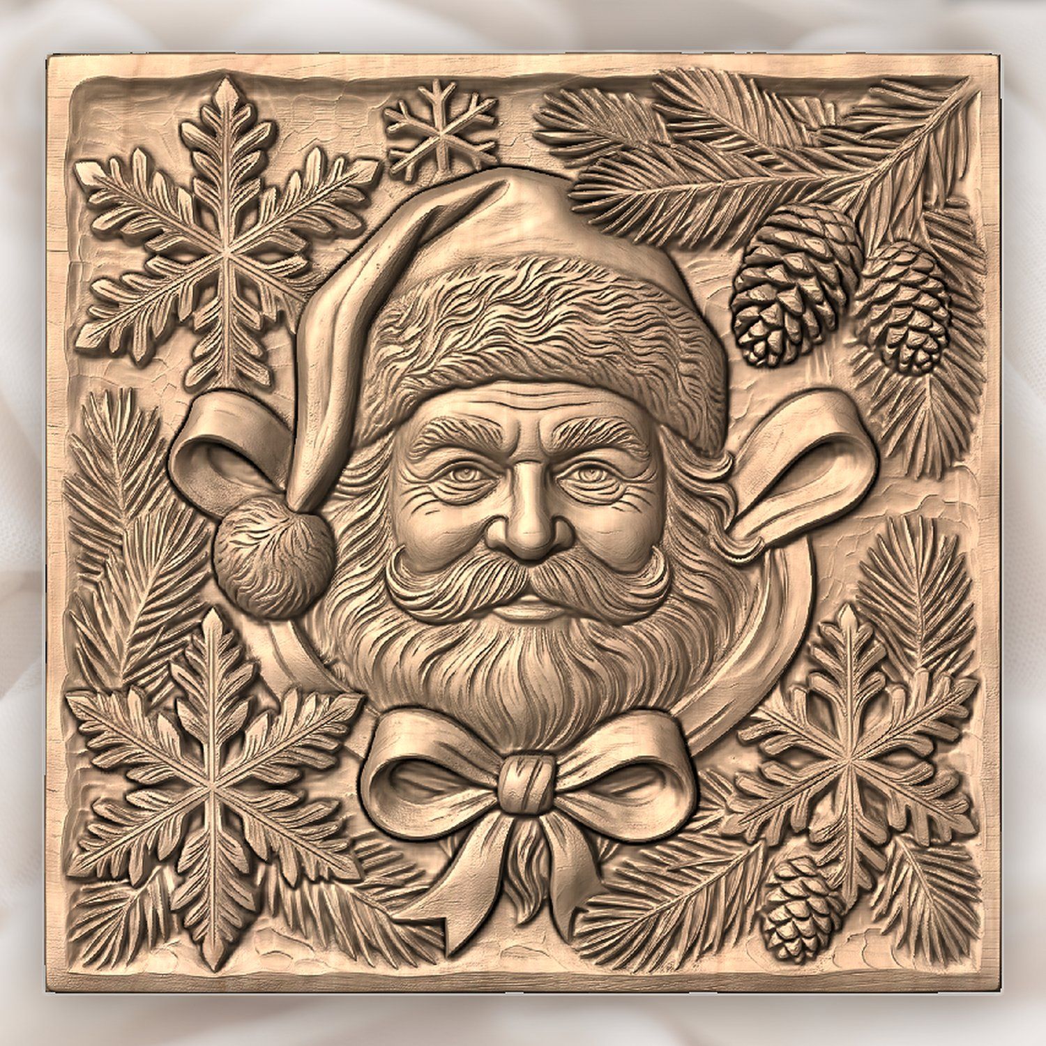 Santa Claus Christmas Portrait CNC Relief STL bas-relief STL — view 4
