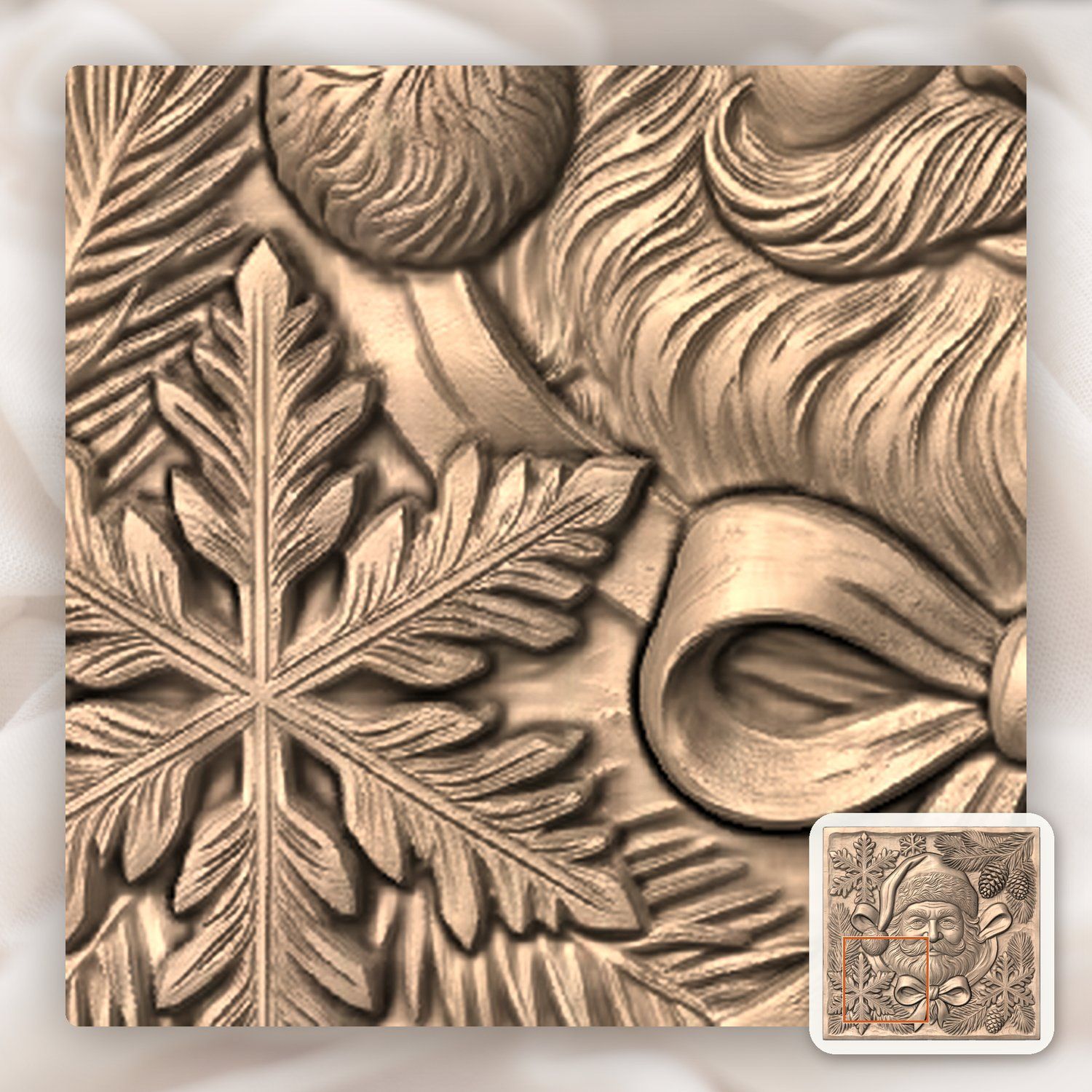Santa Claus Christmas Portrait CNC Relief STL bas-relief STL — view 8