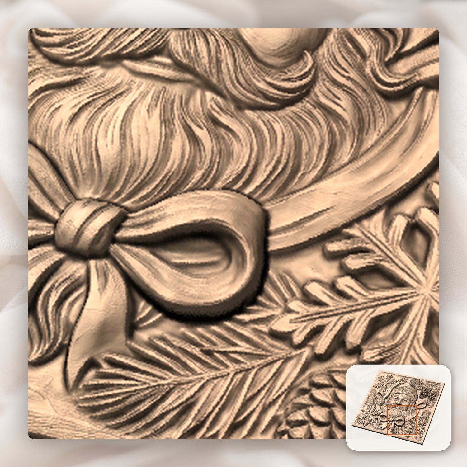 Santa Claus Christmas Portrait CNC Relief STL bas-relief STL — view 9
