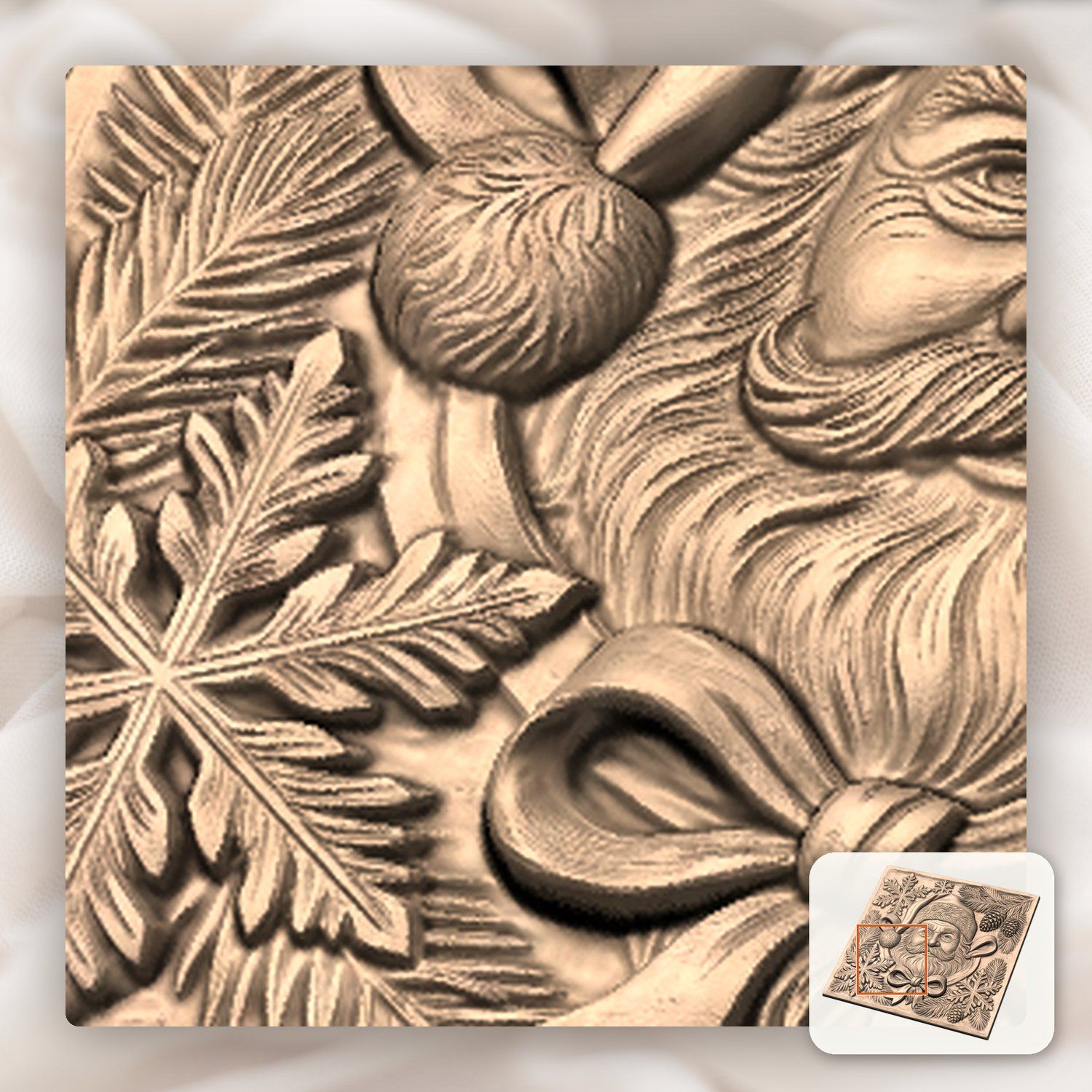 Santa Claus Christmas Portrait CNC Relief STL bas-relief STL — view 10