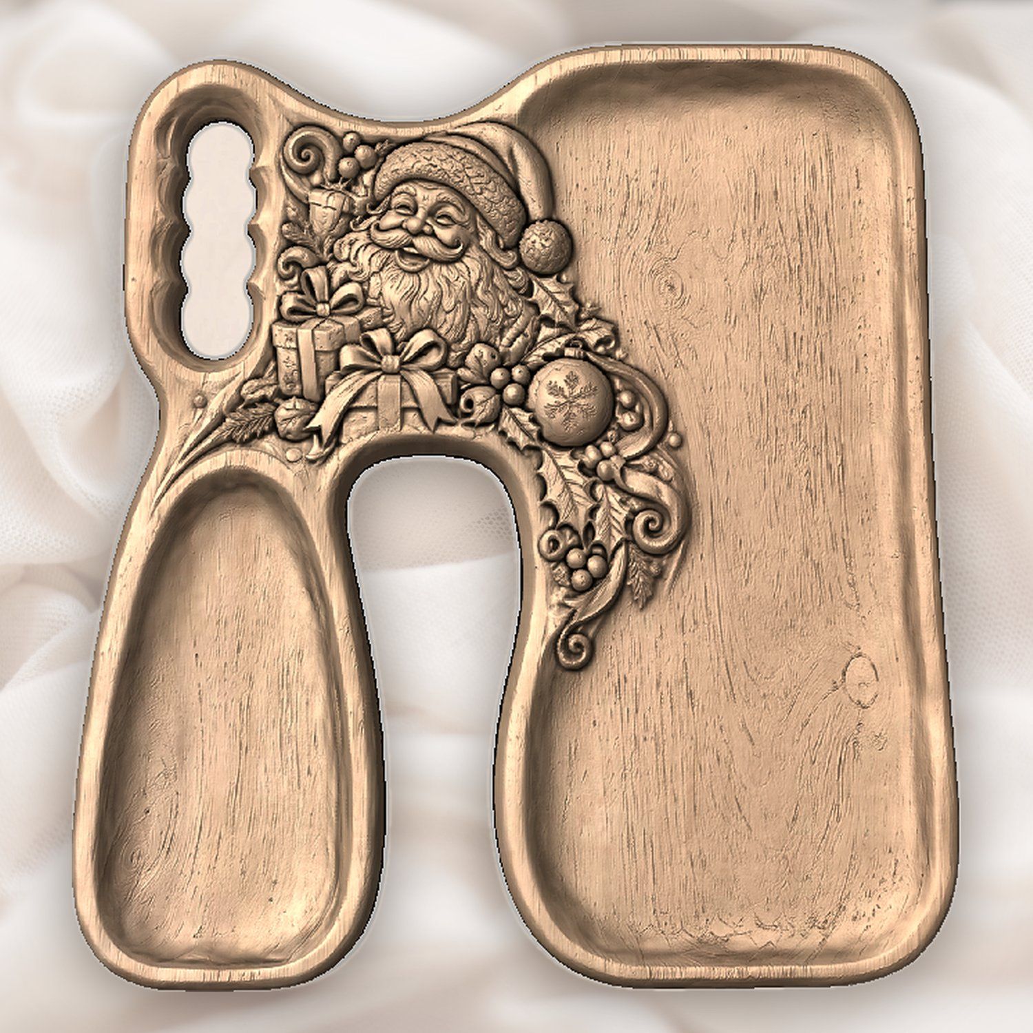Santa Claus Christmas Serving Tray CNC Relief STL bas-relief STL — view 4