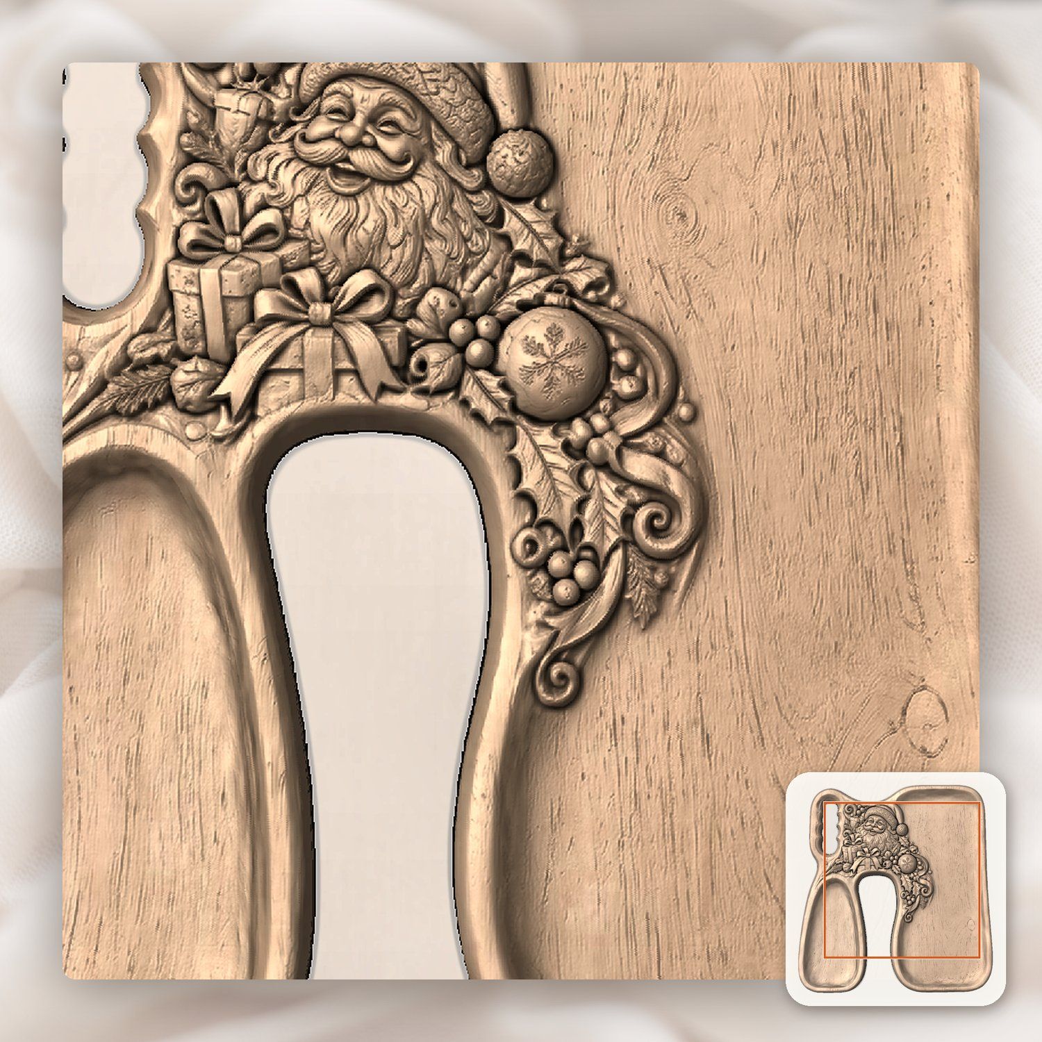 Santa Claus Christmas Serving Tray CNC Relief STL bas-relief STL — view 9