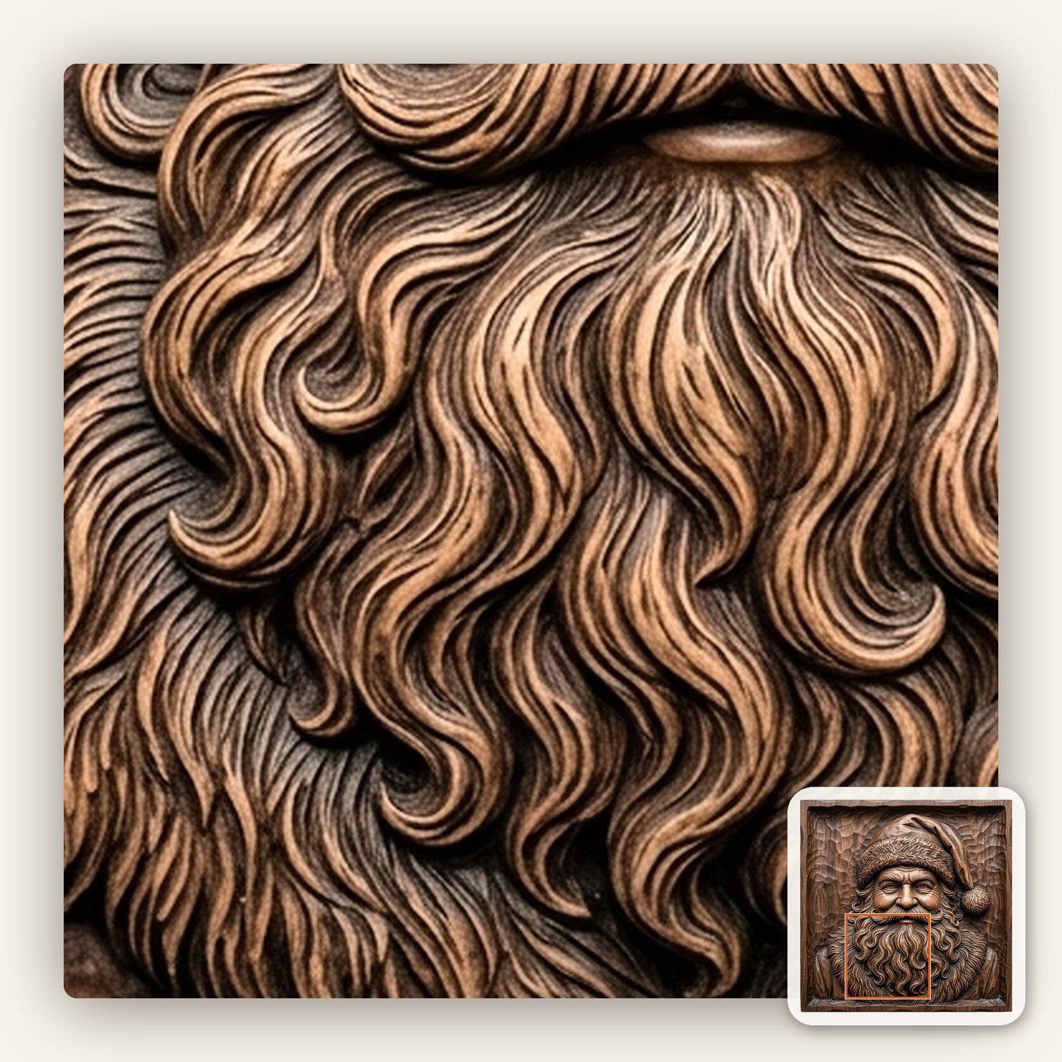 Santa Claus Father Christmas Portrait CNC Relief STL bas-relief STL — view 10