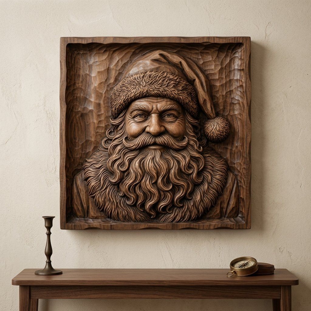 Santa Claus Father Christmas Portrait CNC Relief STL bas-relief STL — view 12