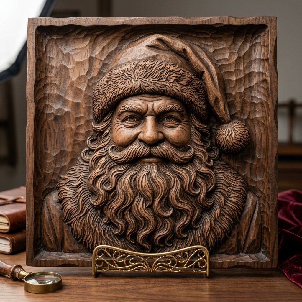 Santa Claus Father Christmas Portrait CNC Relief STL bas-relief STL — view 13
