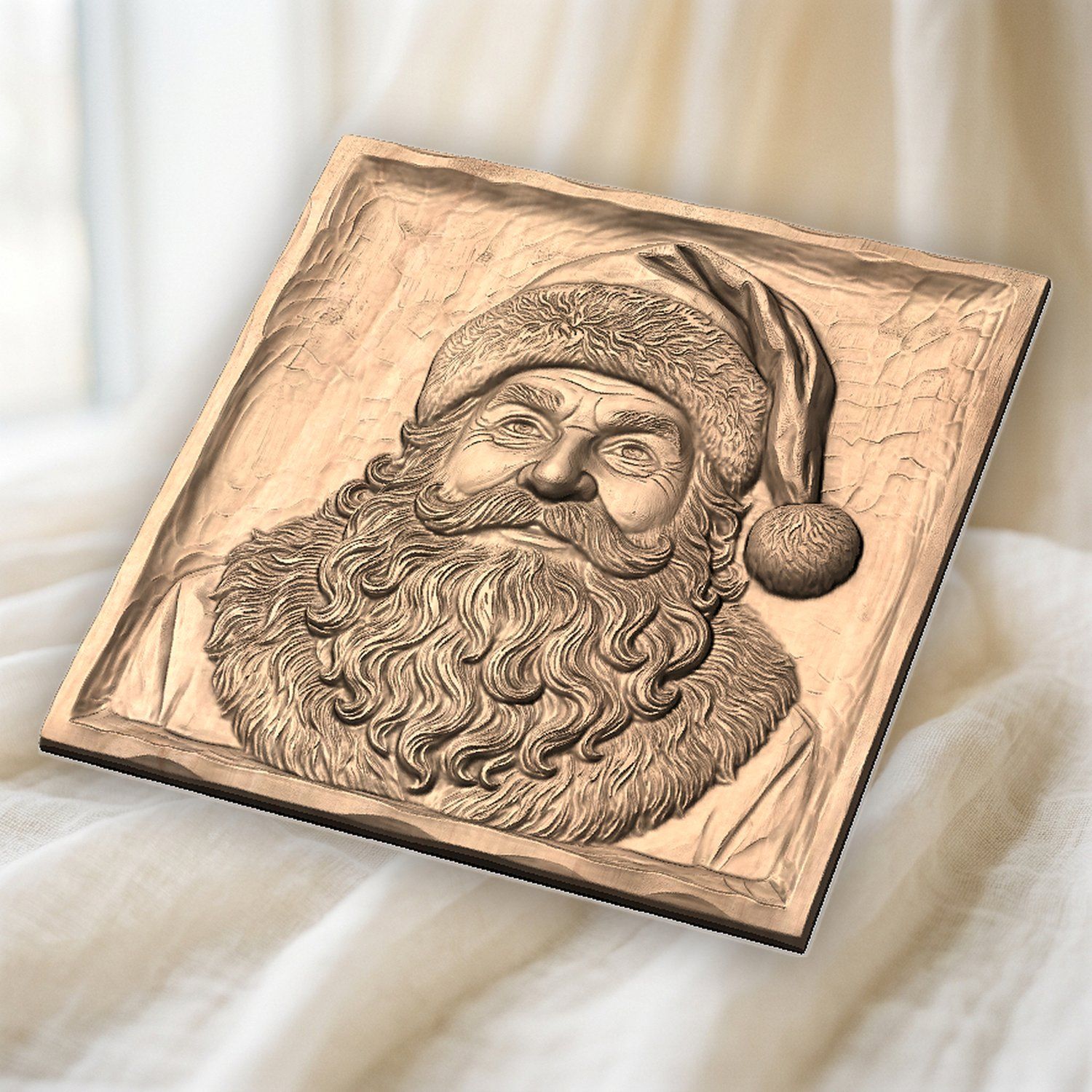 Santa Claus Father Christmas Portrait CNC Relief STL bas-relief STL — view 3