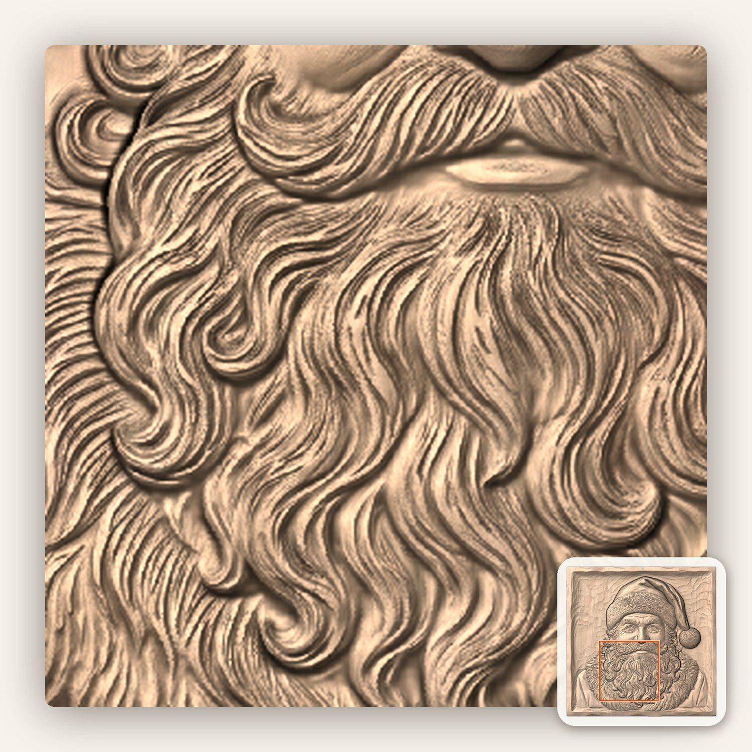 Santa Claus Father Christmas Portrait CNC Relief STL bas-relief STL — view 5