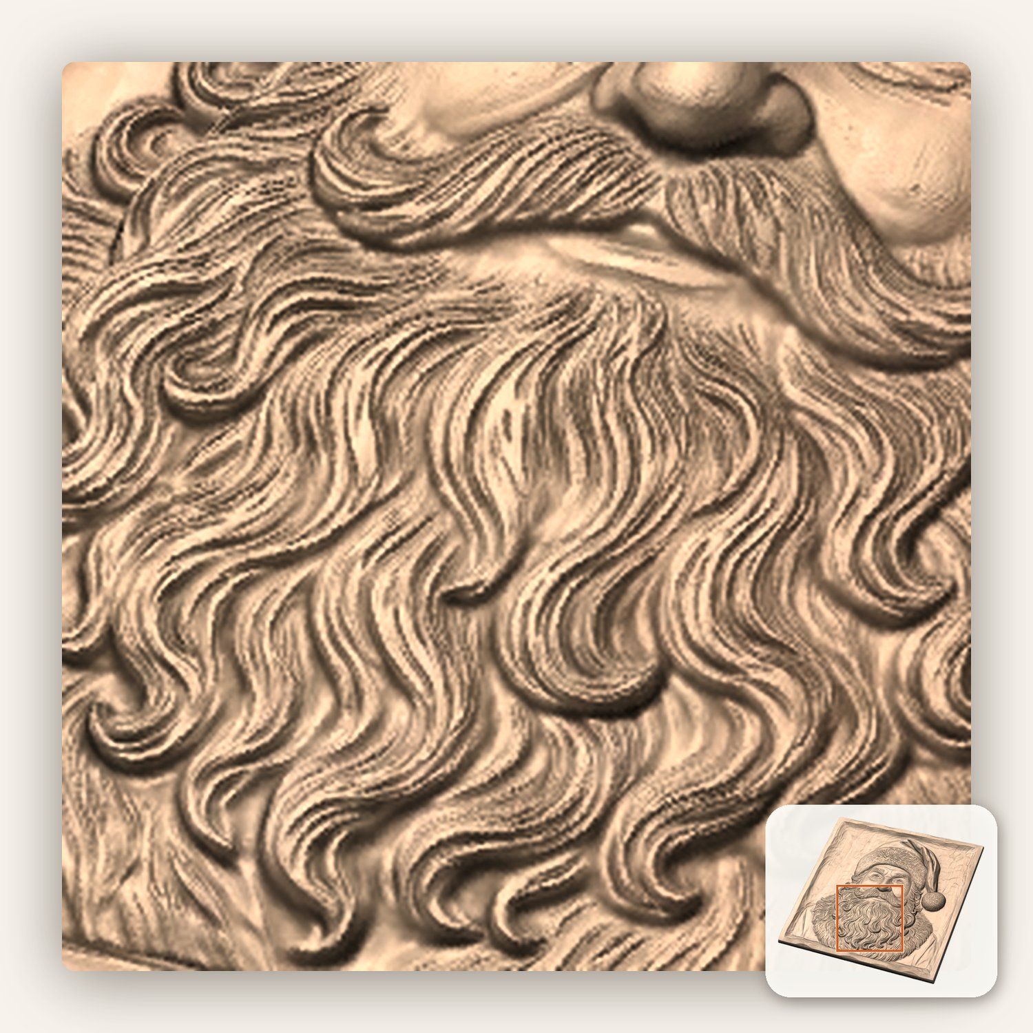 Santa Claus Father Christmas Portrait CNC Relief STL bas-relief STL — view 7