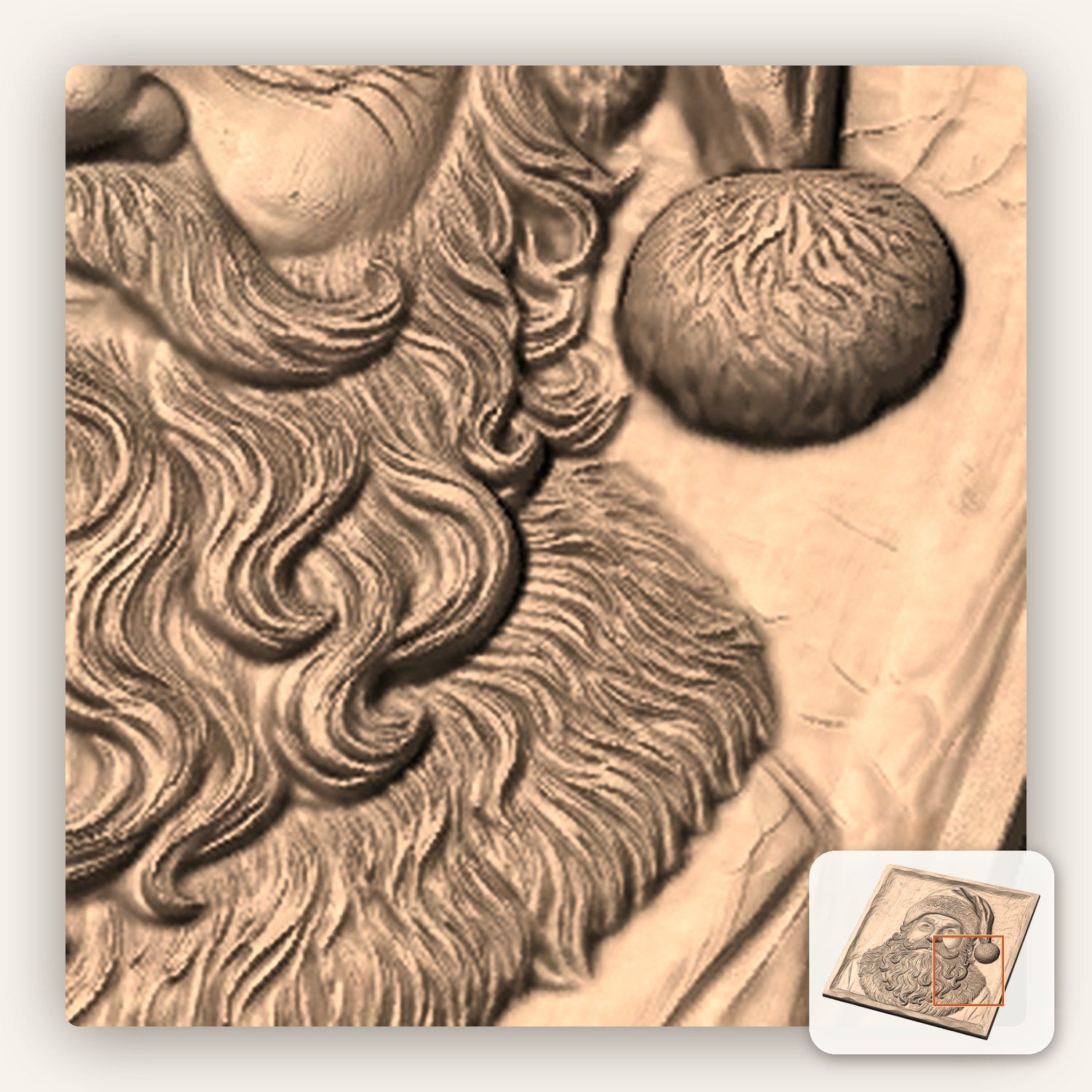 Santa Claus Father Christmas Portrait CNC Relief STL bas-relief STL — view 8