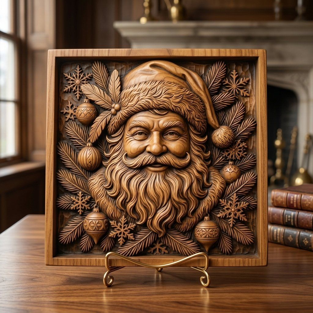 Santa Claus Portrait CNC Relief STL bas-relief STL — view 3