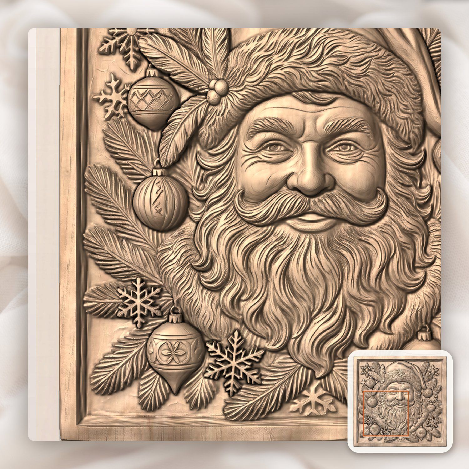 Santa Claus Portrait CNC Relief STL bas-relief STL — view 6