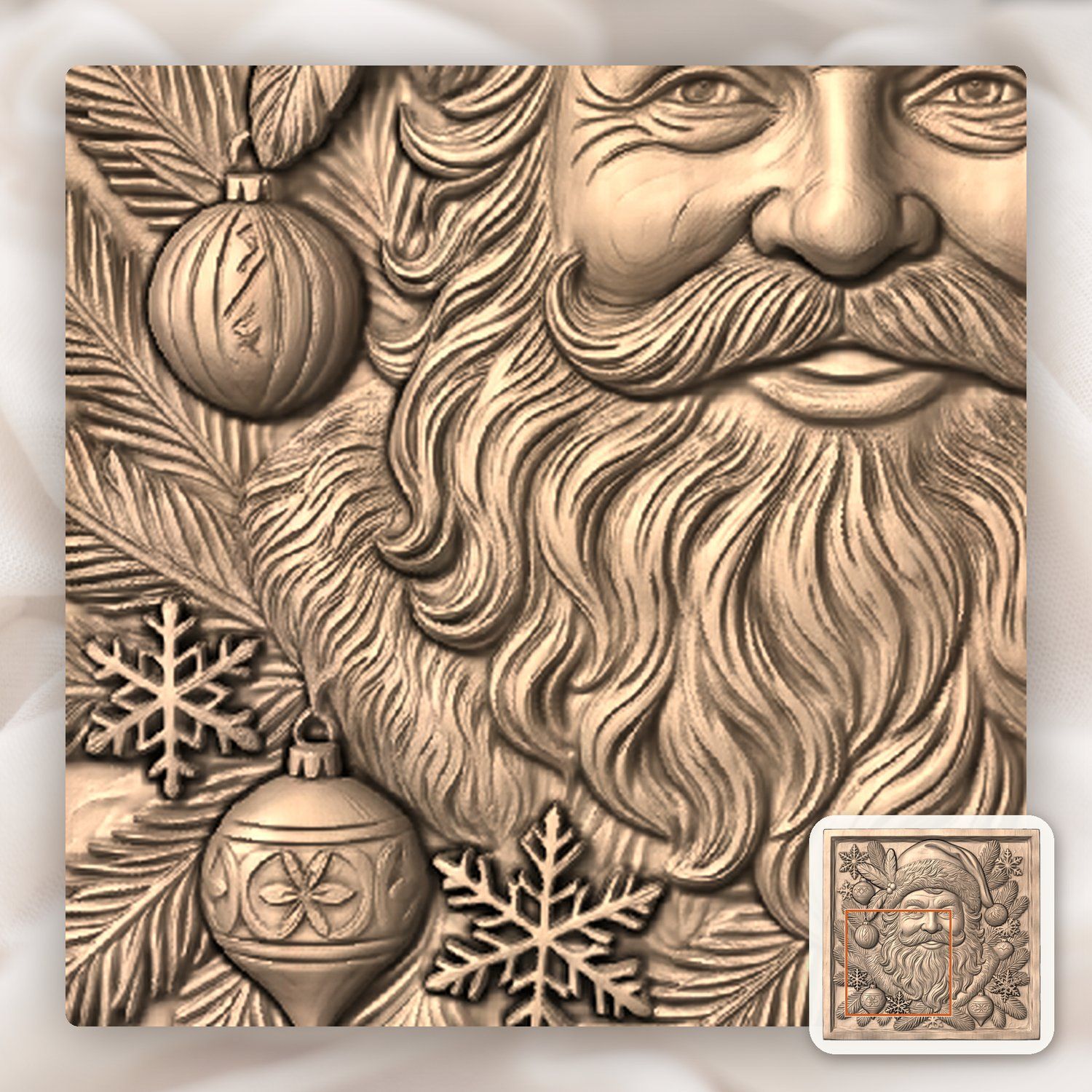 Santa Claus Portrait CNC Relief STL bas-relief STL — view 7