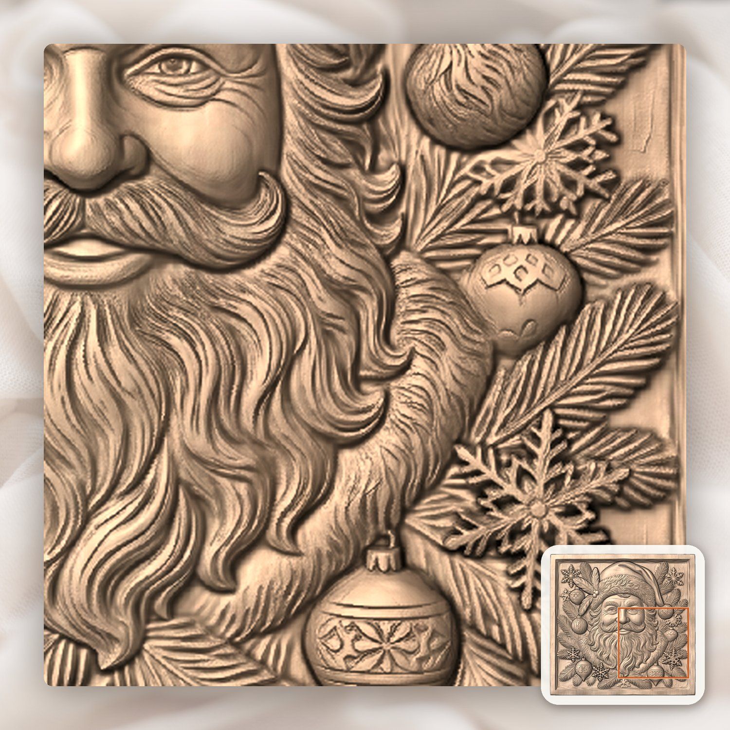 Santa Claus Portrait CNC Relief STL bas-relief STL — view 8
