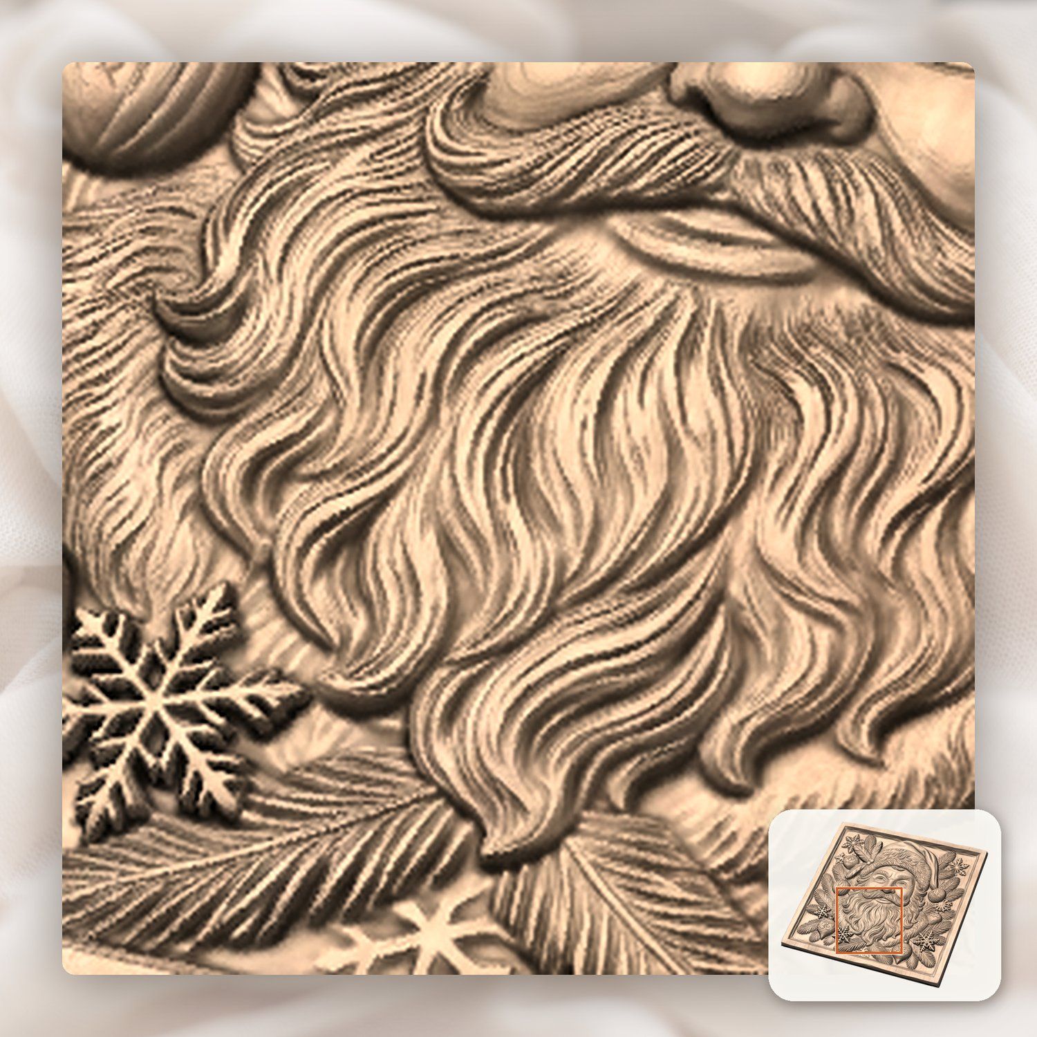 Santa Claus Portrait CNC Relief STL bas-relief STL — view 9