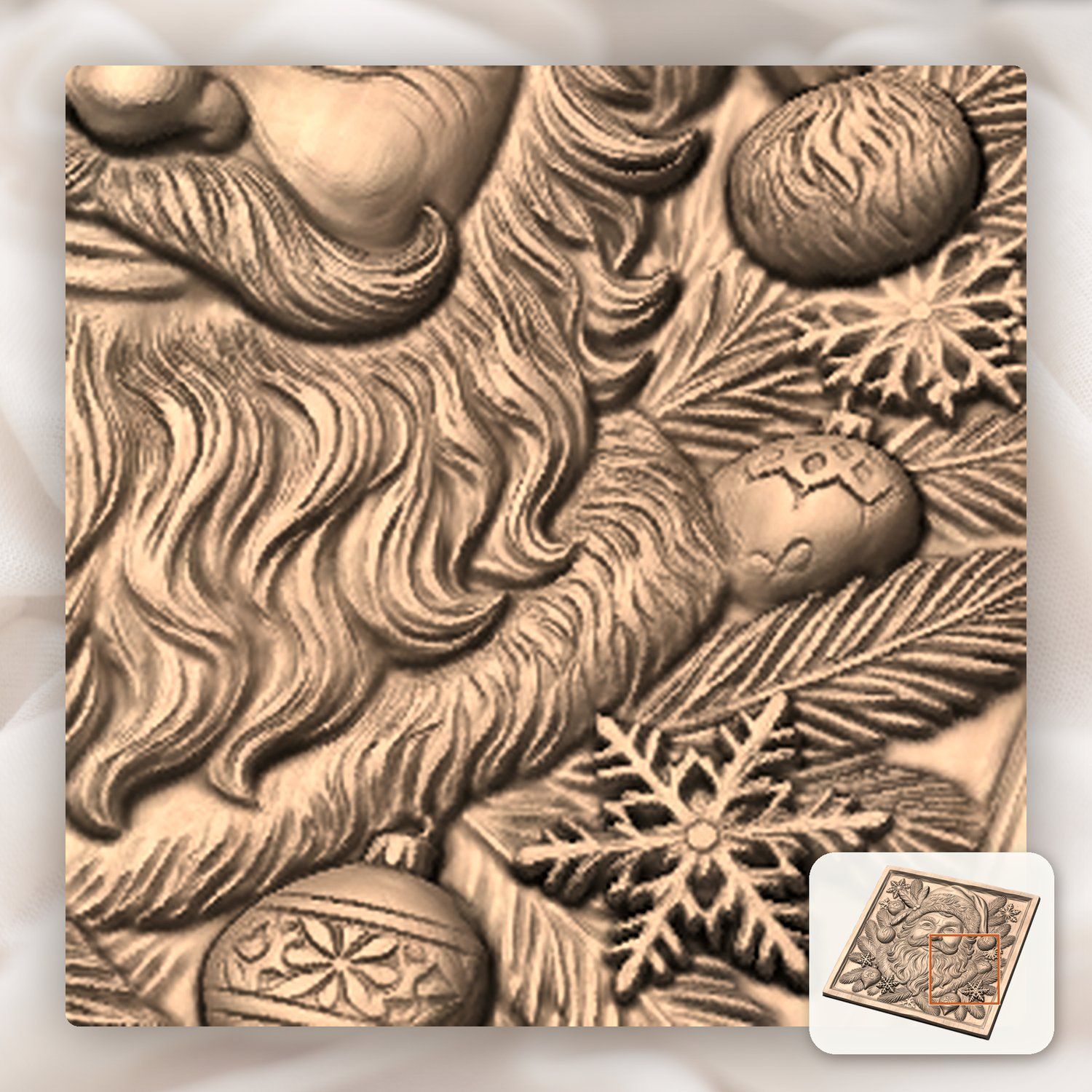 Santa Claus Portrait CNC Relief STL bas-relief STL — view 10