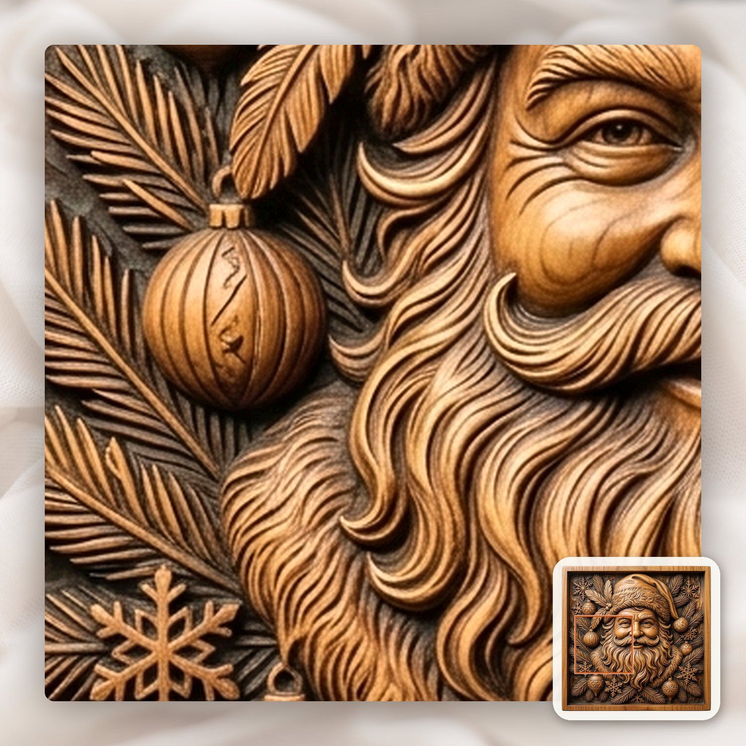 Santa Claus Portrait CNC Relief STL bas-relief STL — view 11
