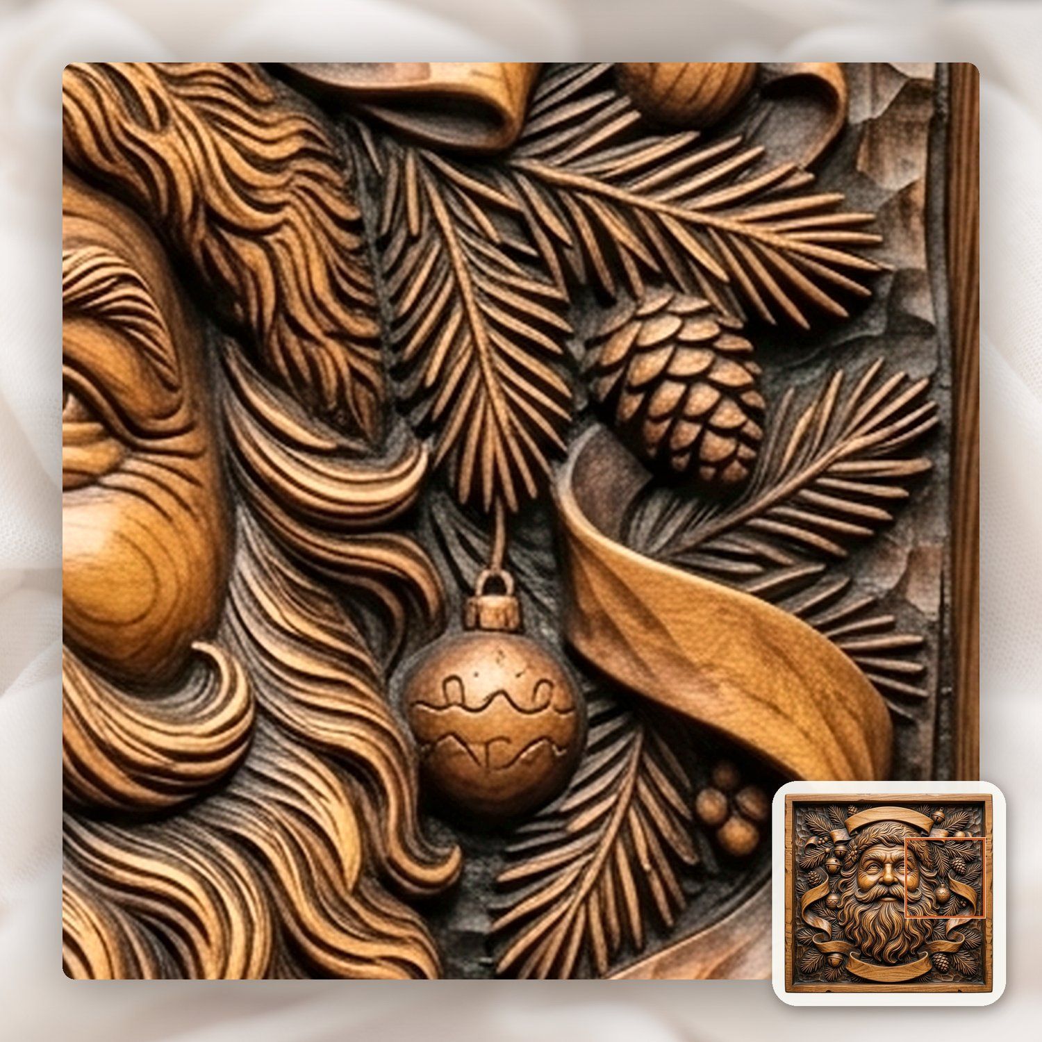 Santa Claus Portrait CNC Relief STL bas-relief STL — view 12