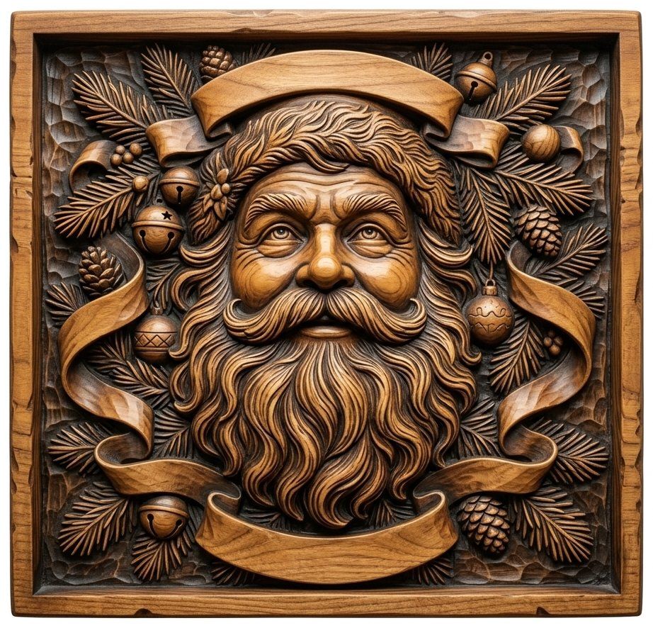 Santa Claus Portrait CNC Relief STL bas-relief STL — view 13