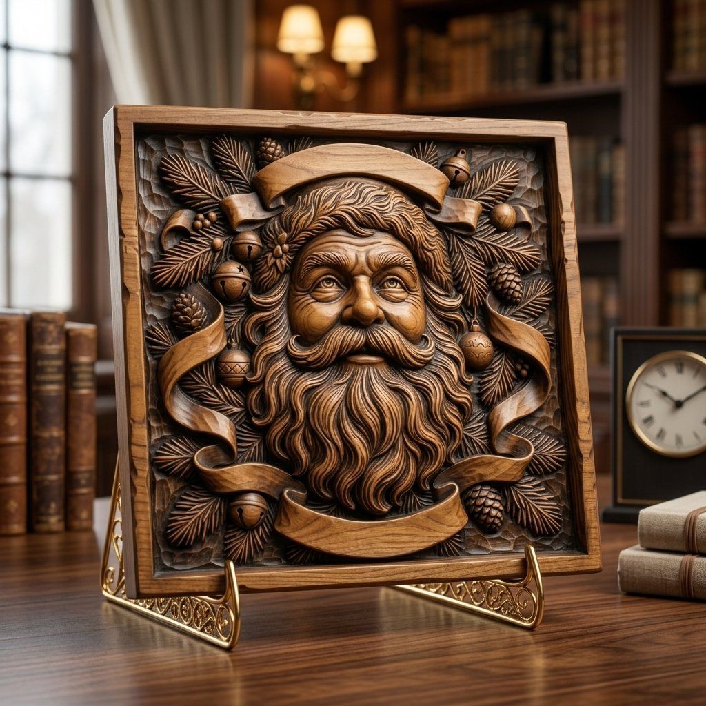 Santa Claus Portrait CNC Relief STL bas-relief STL — view 3