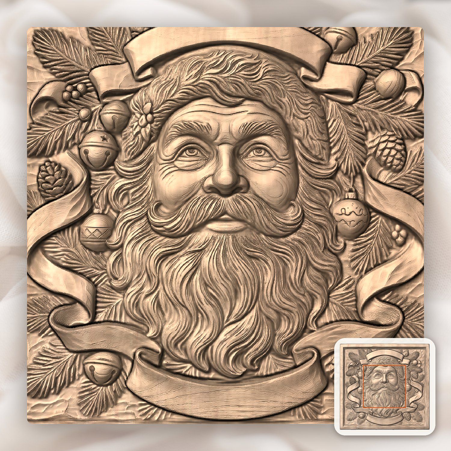 Santa Claus Portrait CNC Relief STL bas-relief STL — view 6