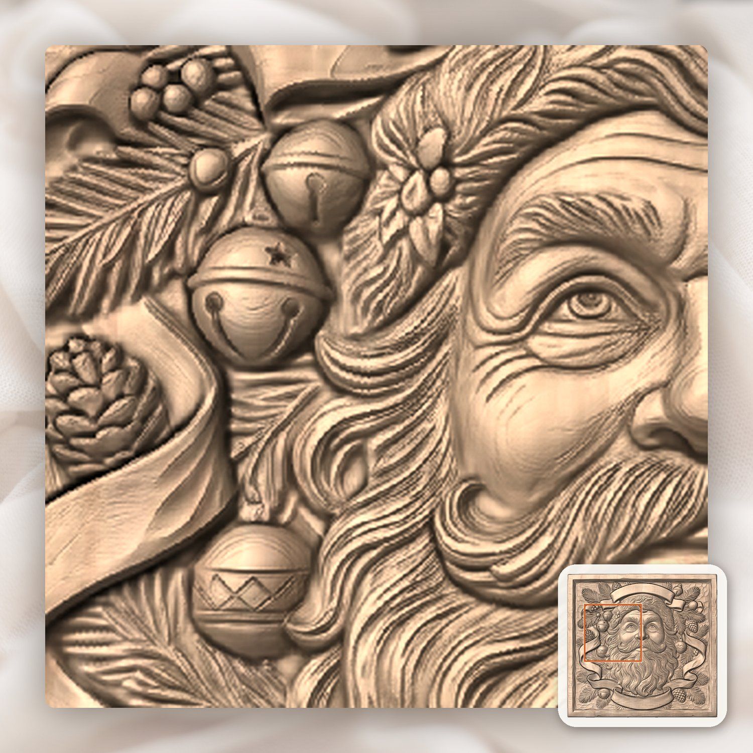 Santa Claus Portrait CNC Relief STL bas-relief STL — view 7