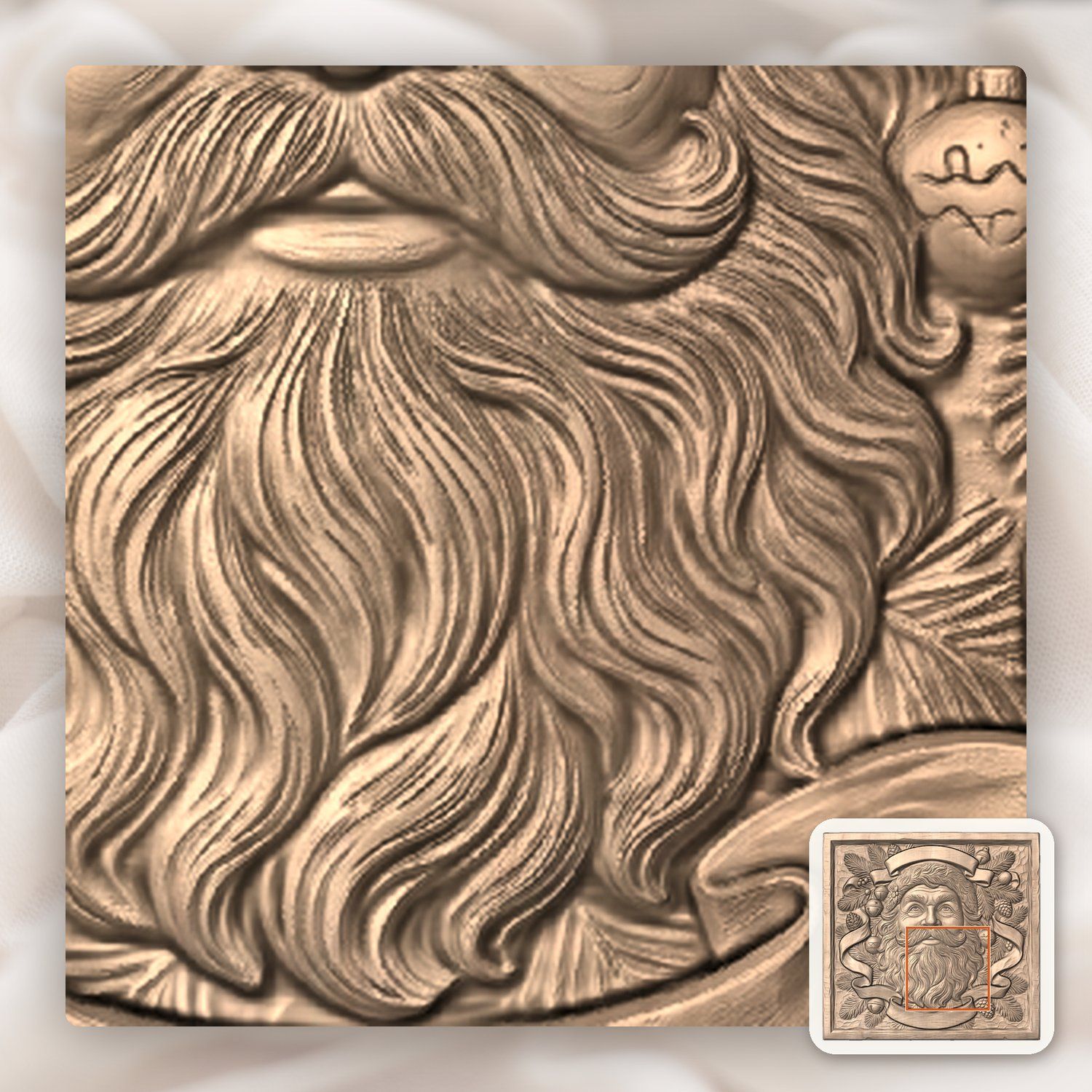 Santa Claus Portrait CNC Relief STL bas-relief STL — view 8