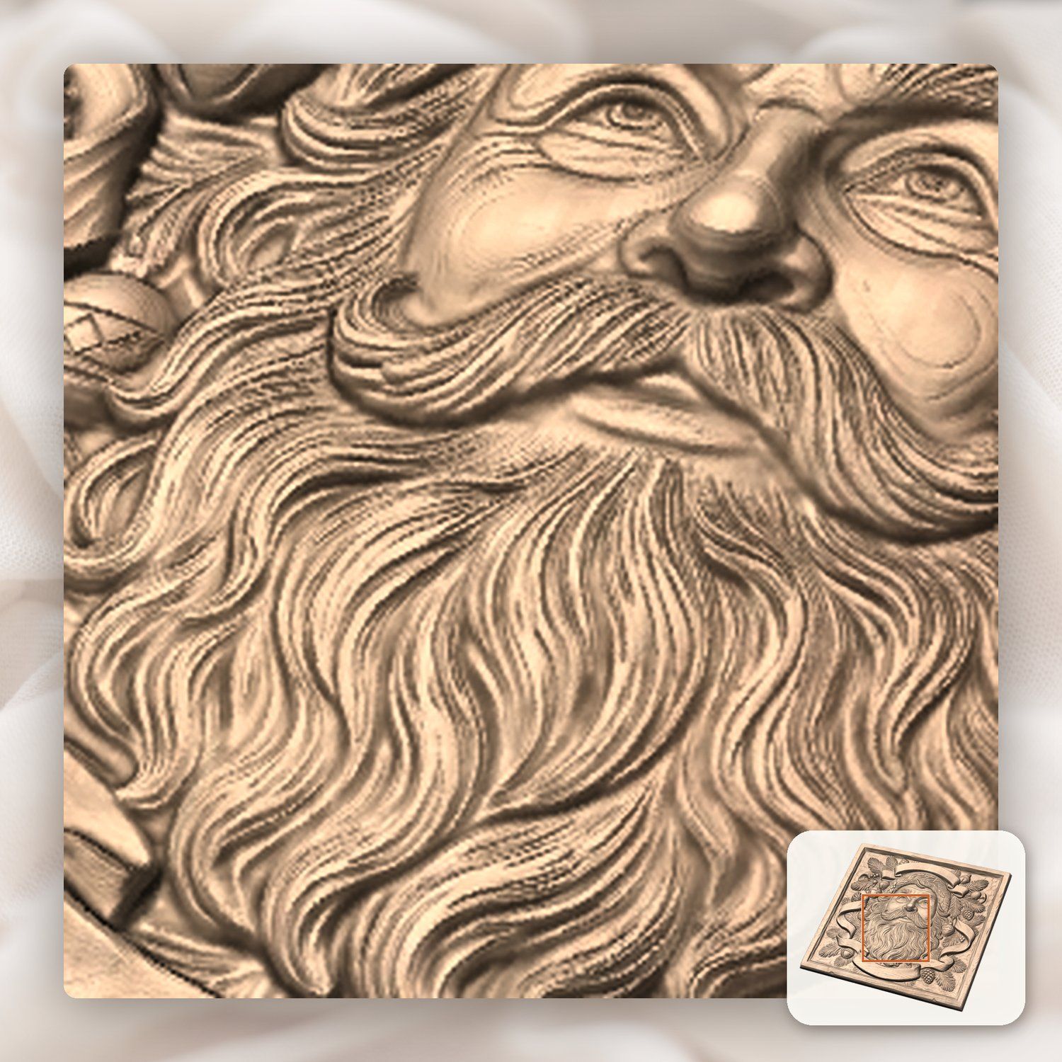 Santa Claus Portrait CNC Relief STL bas-relief STL — view 9