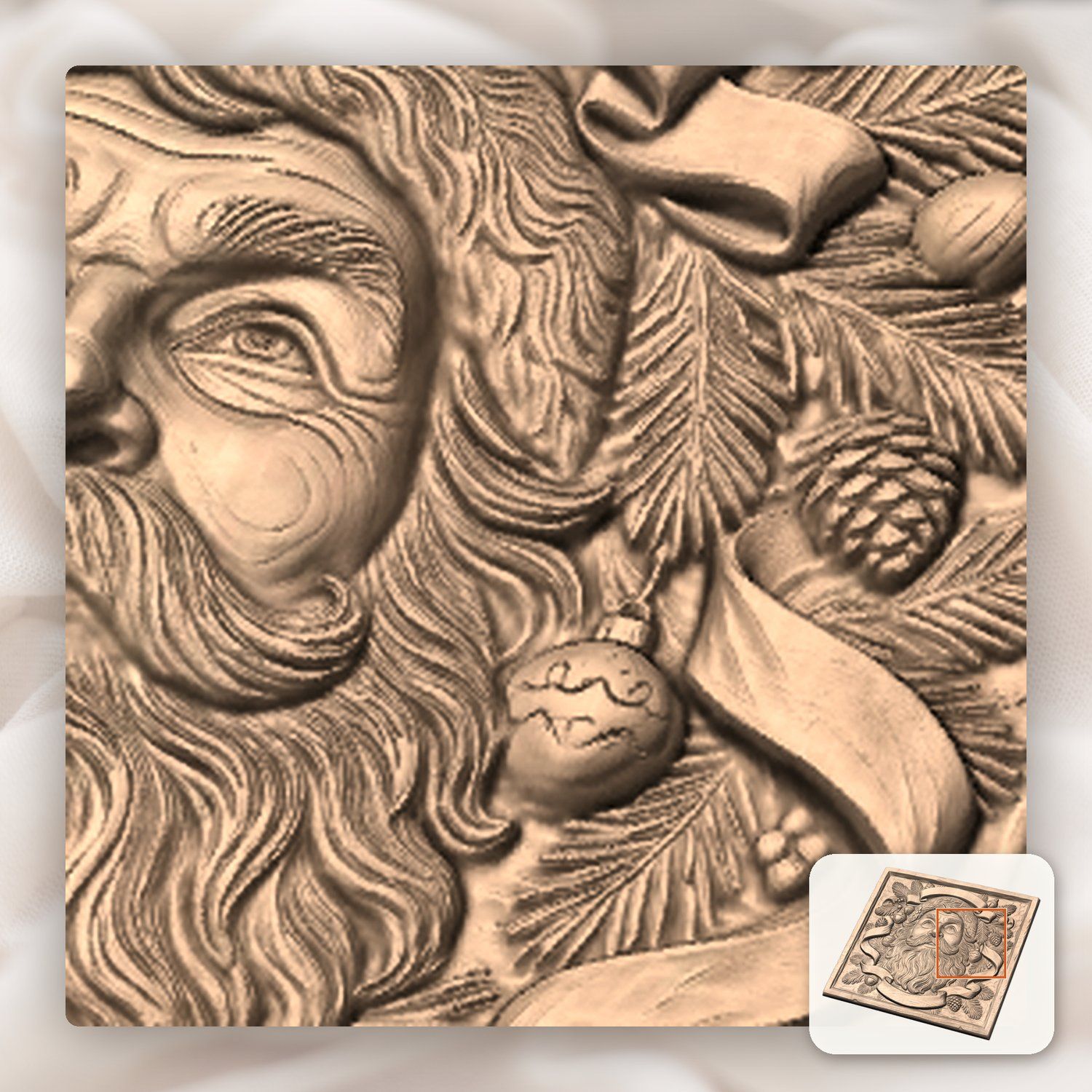 Santa Claus Portrait CNC Relief STL bas-relief STL — view 10