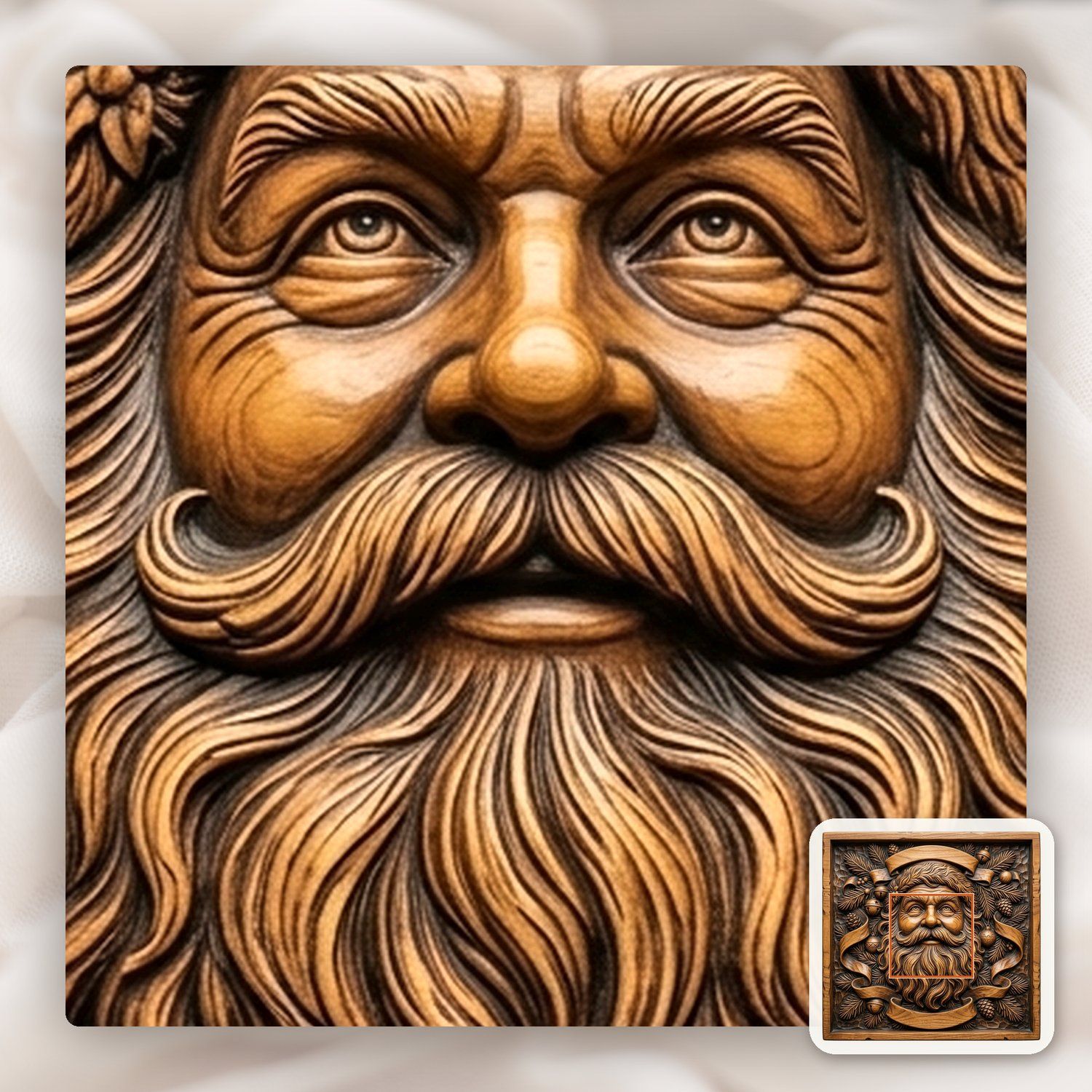 Santa Claus Portrait CNC Relief STL bas-relief STL — view 11